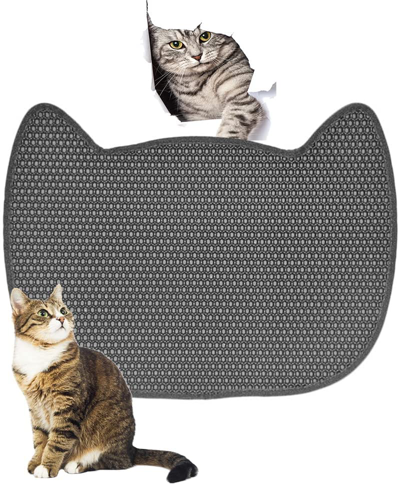Cat Litter Mat, Mat Litter Trapper Litter Box Mat with Non-Slip and Waterproof Backing Scatter Control Litter Trapping Mat Soft on Kitty Paws Easy Clean Cat Mat Traps Litter from Box Durable (25.6Inx19.3In, Pink) Animals & Pet Supplies > Pet Supplies > Cat Supplies > Cat Litter Box Mats NewL Grey 25.6inx19.3in
