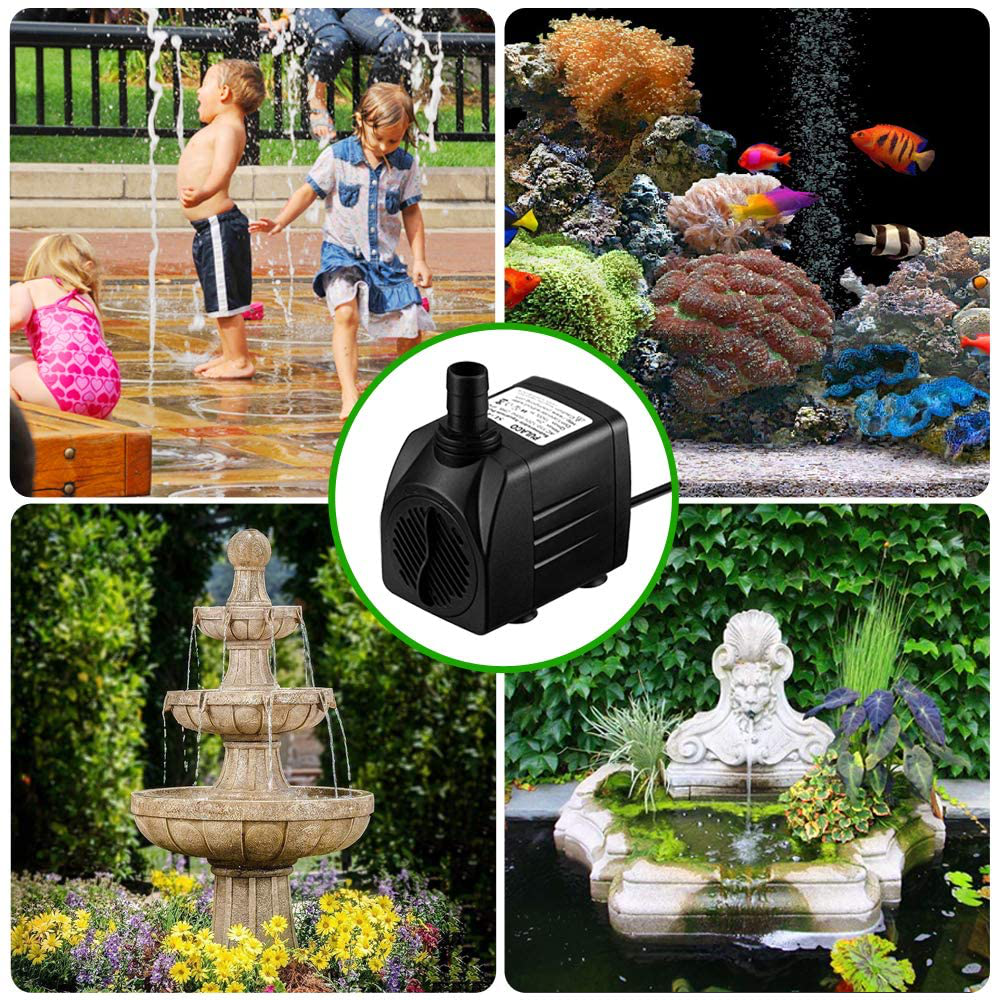 PULACO 10W 160GPH Submersible Pump with 3.3 Ft Tubing for Aquariums, Fish Tank, Pond Fountain, Statuary, Hydroponics, Water Feature, Indoor Fountains Animals & Pet Supplies > Pet Supplies > Fish Supplies > Aquarium & Pond Tubing PULACO