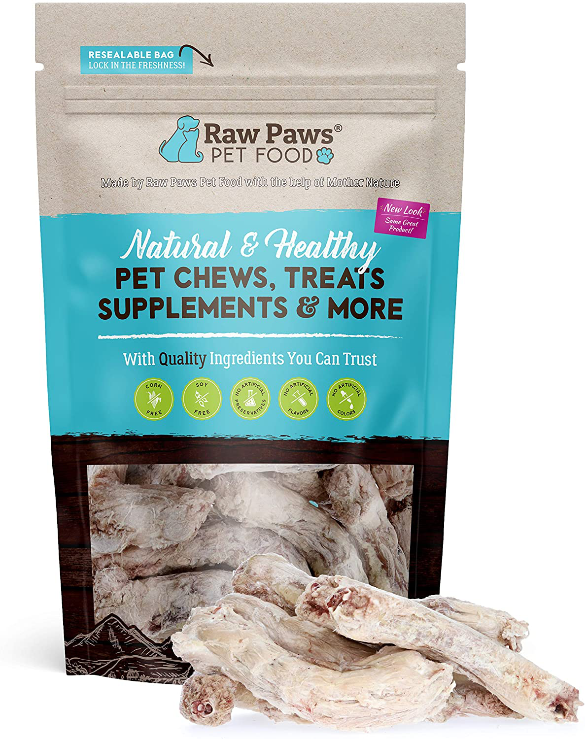 Raw Paws Freeze Dried Chicken Necks for Dogs Cats Made in USA