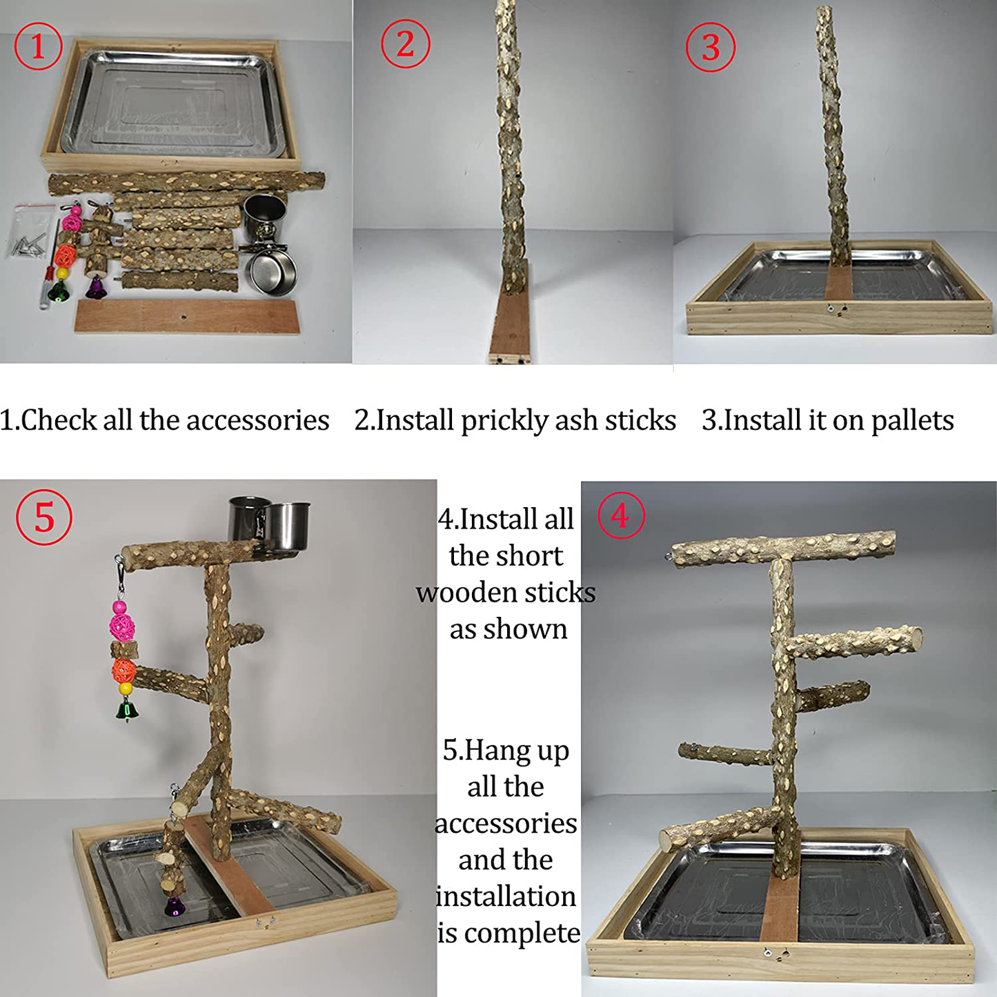 Tfwadmx Bird Perch Natural Wood Stand Toy Parrot Play Stand Platform Bird Cage Branch Perch Accessories for Parakeets Canaries Cockatiels Conure Lovebirds Animals & Pet Supplies > Pet Supplies > Bird Supplies > Bird Cage Accessories Tfwadmx