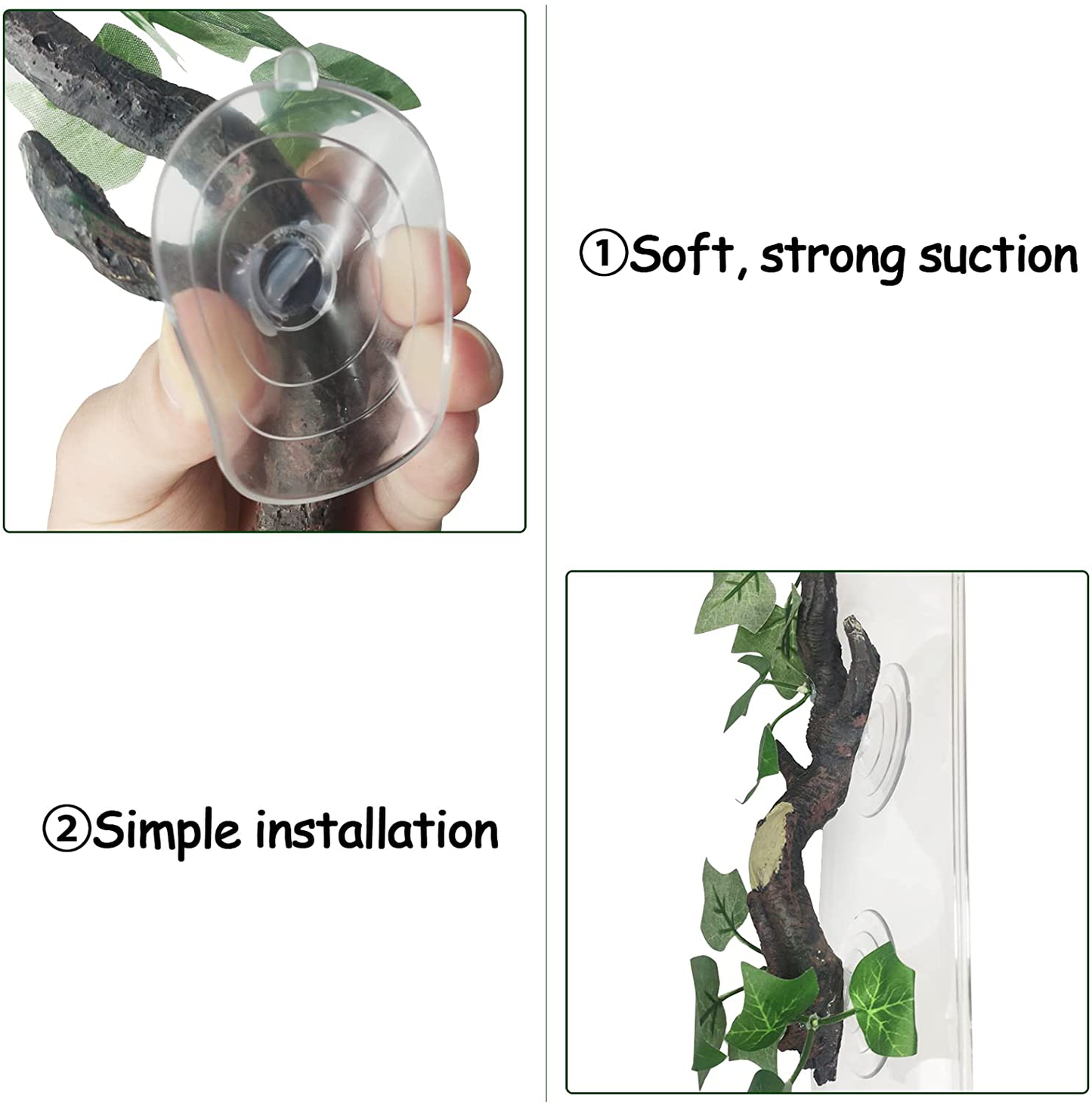 Fhiny Reptile Corner Branch, Resin Climb Tree Branch Decor with Leaves Tank Accessories Terrarium Plant Ornament with Suction Cup for Snake Lizard Bearded Dragons Gecko Climbing Animals & Pet Supplies > Pet Supplies > Reptile & Amphibian Supplies > Reptile & Amphibian Substrates Fhiny   