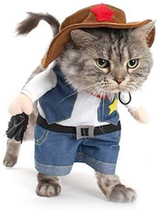NACOCO Cowboy Dog Costume with Hat Dog Clothes Halloween Costumes for Cat and Small Dog Animals & Pet Supplies > Pet Supplies > Cat Supplies > Cat Apparel NACOCO X-Small  