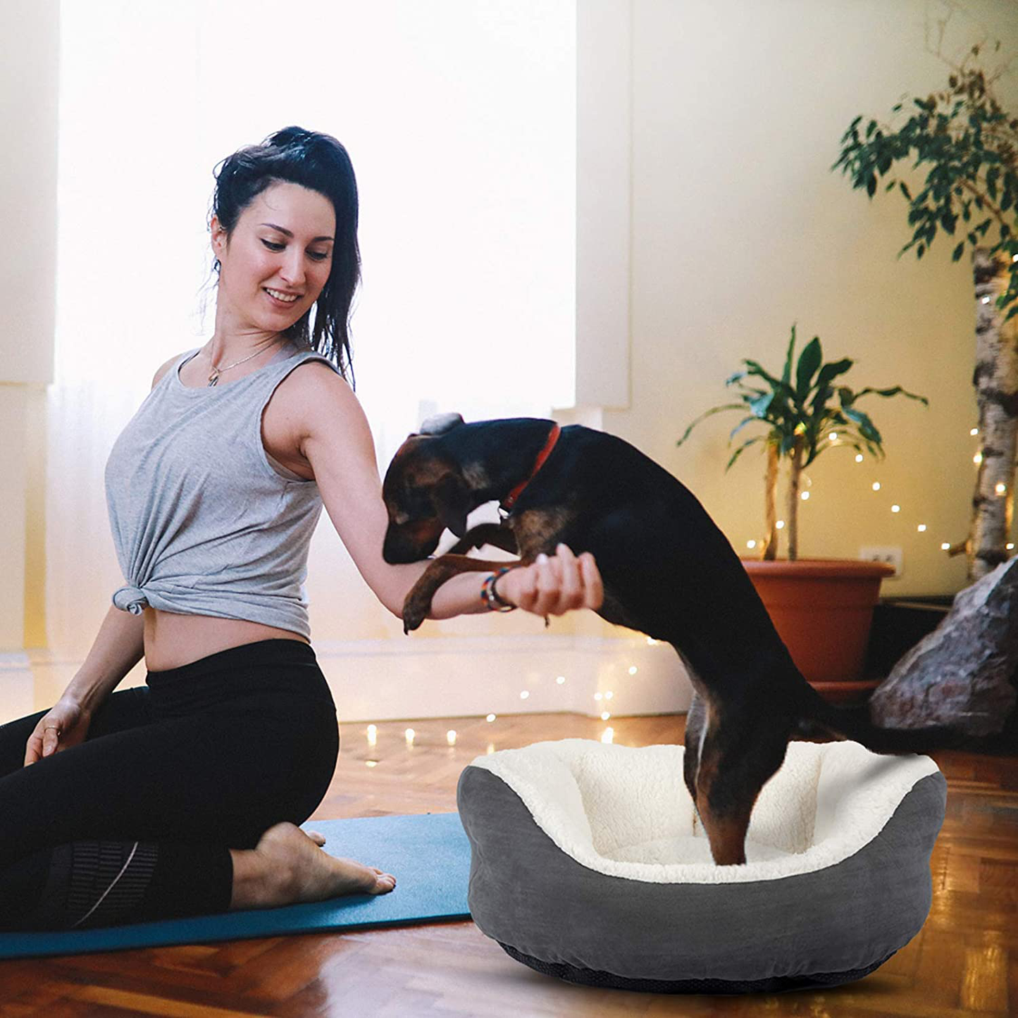 SHU UFANRO Small Dog Bed, Cat Bed for Indoor Cats, Puppy Beds for Small Dogs, Washable Anti-Slip Bottom Flannel Grey Cat Beds 20 Inch Animals & Pet Supplies > Pet Supplies > Cat Supplies > Cat Beds SHU UFANRO