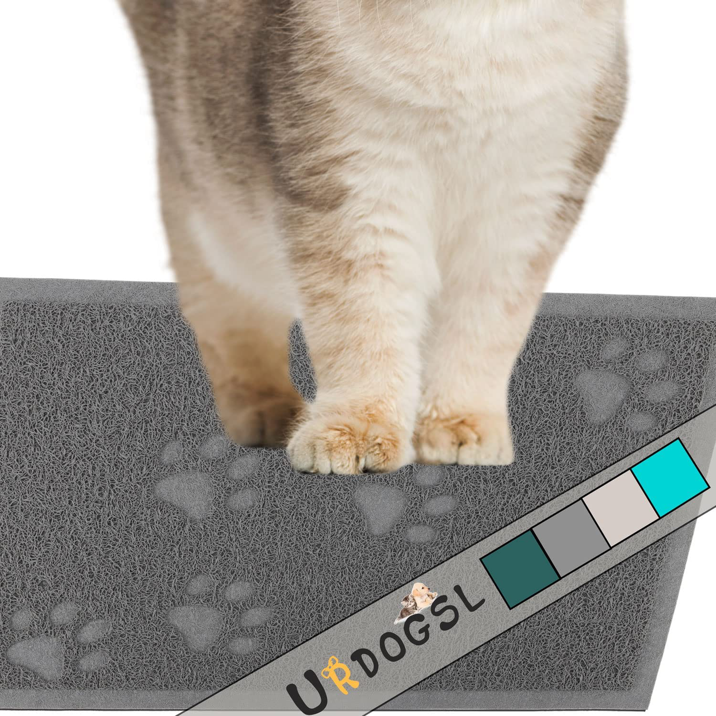 URDOGSL Cat Litter Mat, Premium Durable Cat Litter Trapping Mat for Litter Boxes, Water Resistant and Scatter Control Cat Feeding Mat, Non-Slip Backing, Easy to Clean Animals & Pet Supplies > Pet Supplies > Cat Supplies > Cat Litter Box Mats URDOGSL Gray 15.75"x11.75"