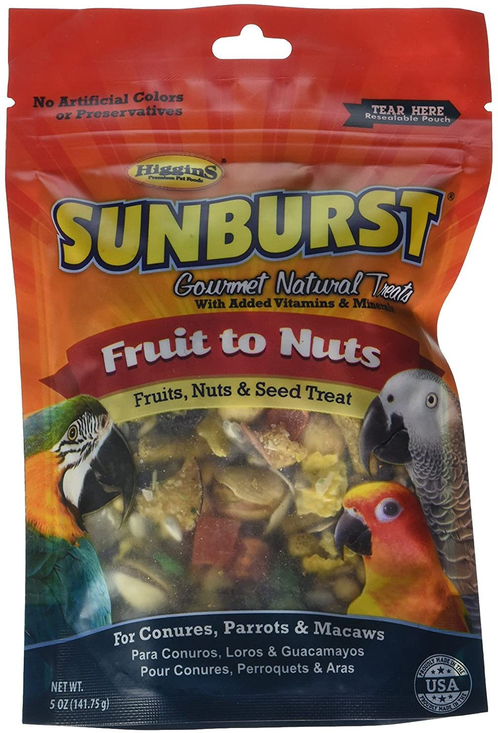 Higgins Sunburst Fruits to Nuts Gourmet Bird Treats, 5 Oz. Great for Conures, Parrots & Macaws. Fast Delivery Animals & Pet Supplies > Pet Supplies > Bird Supplies > Bird Treats Higgins