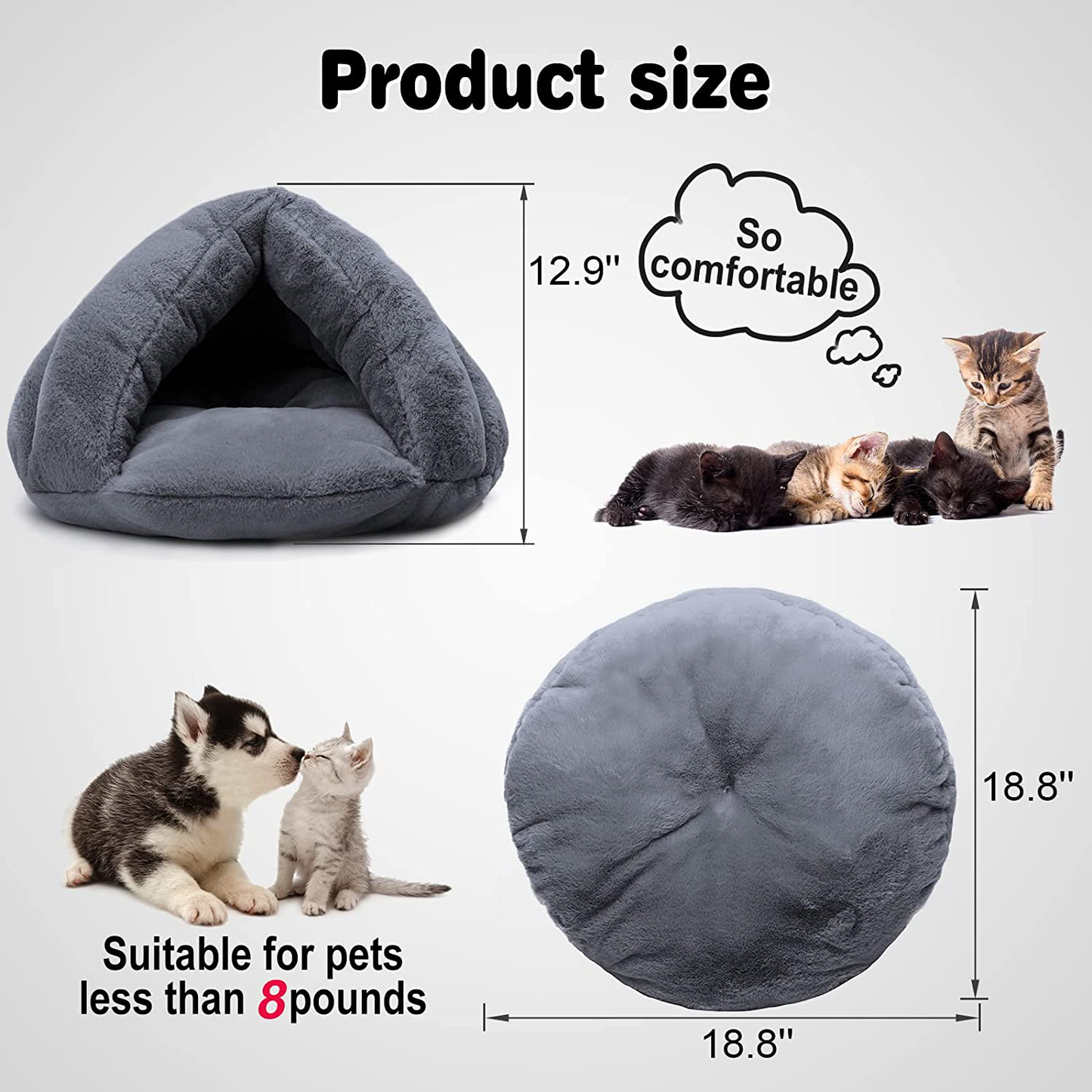 Self Warming Plush Pet Bed Cat Cave Pet Tent Cave Bed Cozy Cat Sleeping Bag Snooze Mat for Winter Pets Cats Small Dogs Puppies and Kittens, Durable, Comfortable, Washable Animals & Pet Supplies > Pet Supplies > Cat Supplies > Cat Beds iphonepassteCK