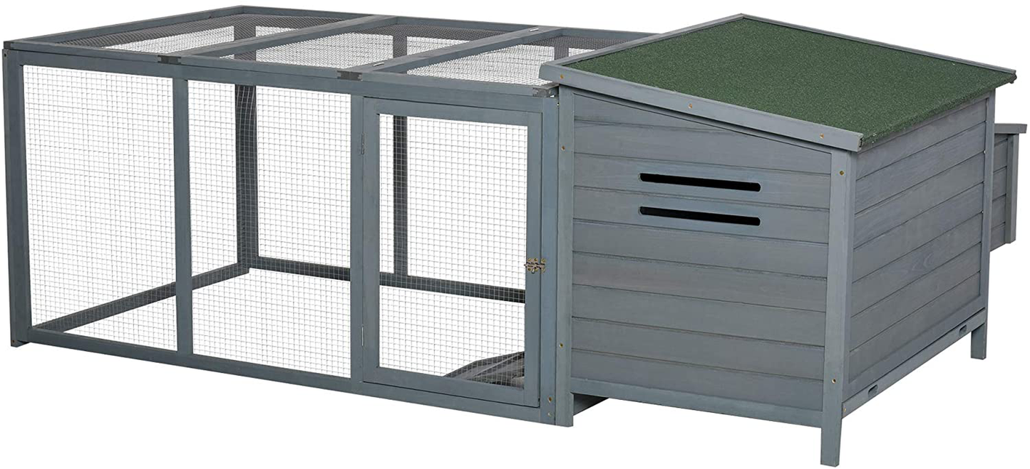 Pawhut 87" Deluxe Chicken Coop Wooden Hen House Rabbit Hutch Poultry Cage Pen Backyard with Large Outdoor Run, Indoor Nesting Box, & Fir Wood Build Animals & Pet Supplies > Pet Supplies > Dog Supplies > Dog Kennels & Runs PawHut Grey