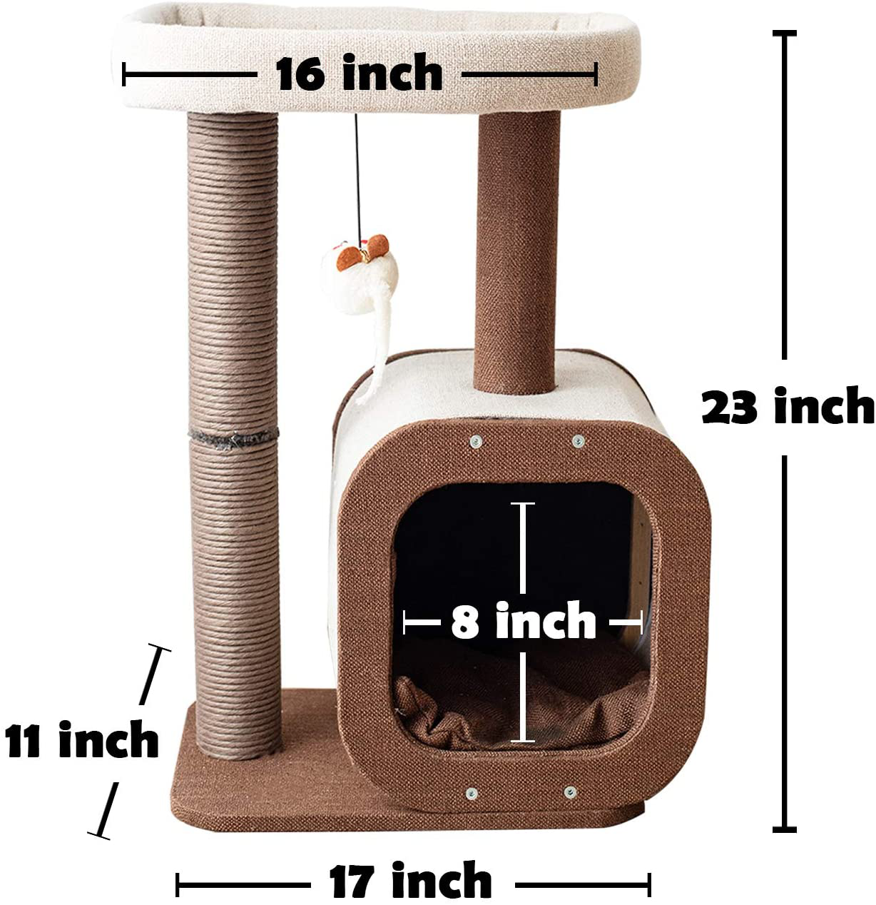 Catry Kitten Cat Tree Condo with Paper Rope Covered Scratching Post Activity Center for Climbing Relaxing and Playing Natural Jute Fiber Pet Stand Animals & Pet Supplies > Pet Supplies > Cat Supplies > Cat Furniture Catry