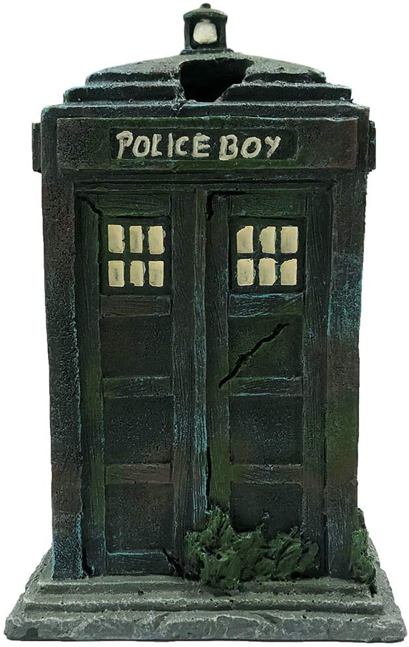 SLOCME Fish Tank Tardis Police Box Decorations - Aquarium Fish Hideout House Resin Ornament,Blue Animals & Pet Supplies > Pet Supplies > Fish Supplies > Aquarium Decor SLOCME