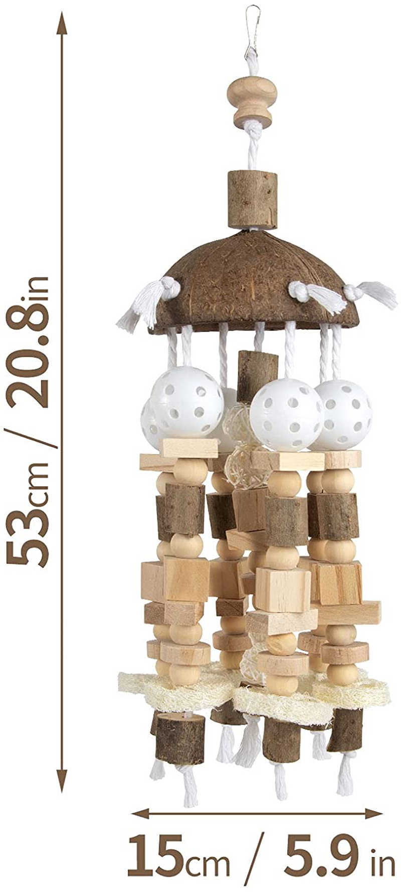 Aupipiroo Large Bird Parrot Toy Natural Wooden Blocks Bird Parrot Chewing Toy Parrot Cage Bite Toy for Cockatoos African Grey Macaws and Amazon Parrots Large Medium Parrots Animals & Pet Supplies > Pet Supplies > Bird Supplies > Bird Toys Aupipiroo