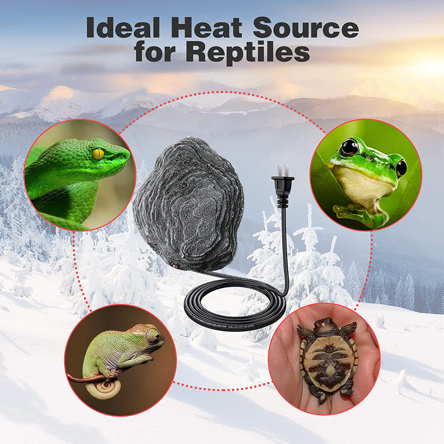 Reptile Heating Rock, Heatwave Rock Intelligent Temperature Control Terrarium Heater 12W for Hermit Crab Terrarium Small Animals Bearded Dragon Turtles Snakes Lizards Gecko Crab and Other Reptile Animals & Pet Supplies > Pet Supplies > Reptile & Amphibian Supplies > Reptile & Amphibian Substrates Fiada