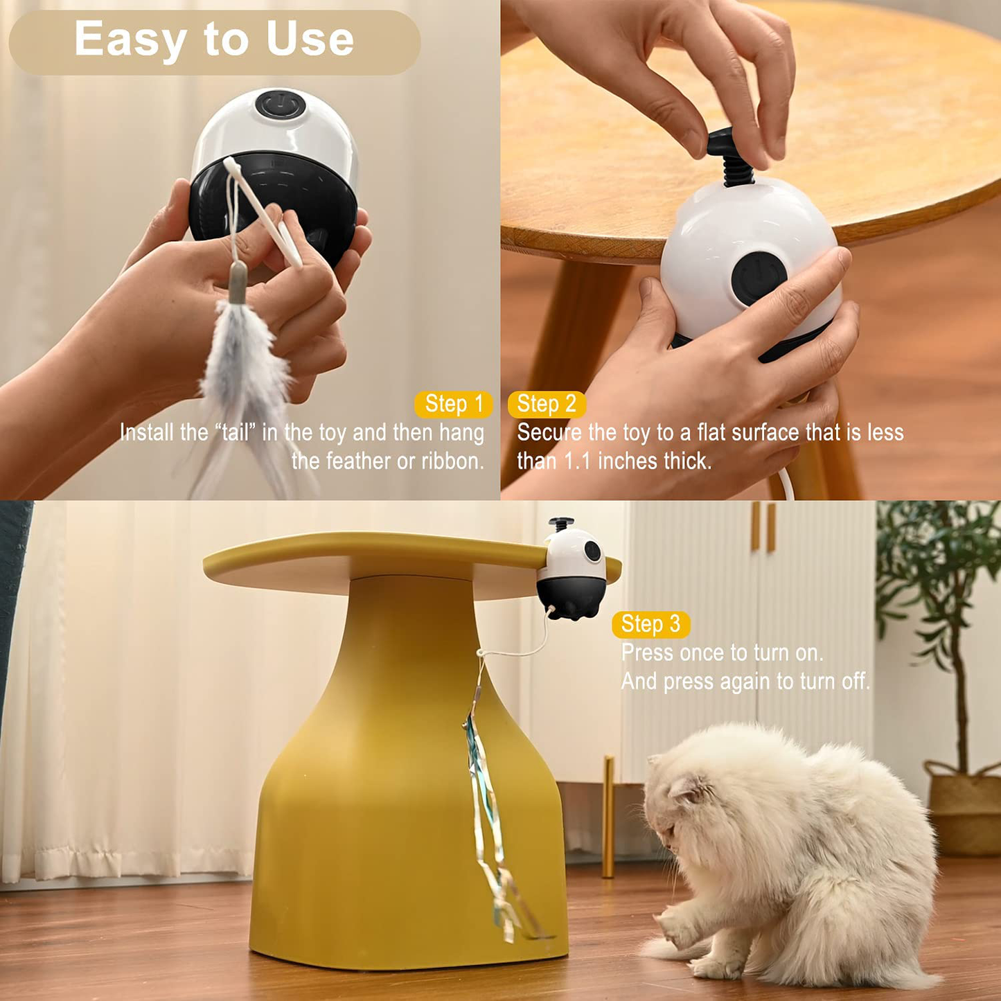 RIOFLY Cat Toys Interactive - 2 in 1 Laser and Cat Feather Toys Kitten Toys, Automatic Cat Toys for Indoor Cats Play Chase Exercise, with 2 Pcs Feather and Streamer Tape Replacements Animals & Pet Supplies > Pet Supplies > Dog Supplies > Dog Treadmills RIOFLY
