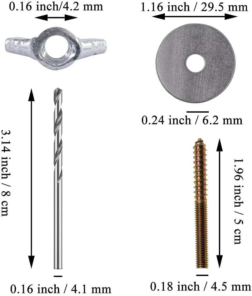 Bird Cage Feeder Stand Perches Accessories Hardware 16 Clamps 8 Screws 8 Bolts 1 Drill for Holding Water Food Cups Bowls Metal Replacements Hamster Board Pole Fixing Breeding Box Double-Headed Screw Animals & Pet Supplies > Pet Supplies > Bird Supplies > Bird Cages & Stands HongFuni
