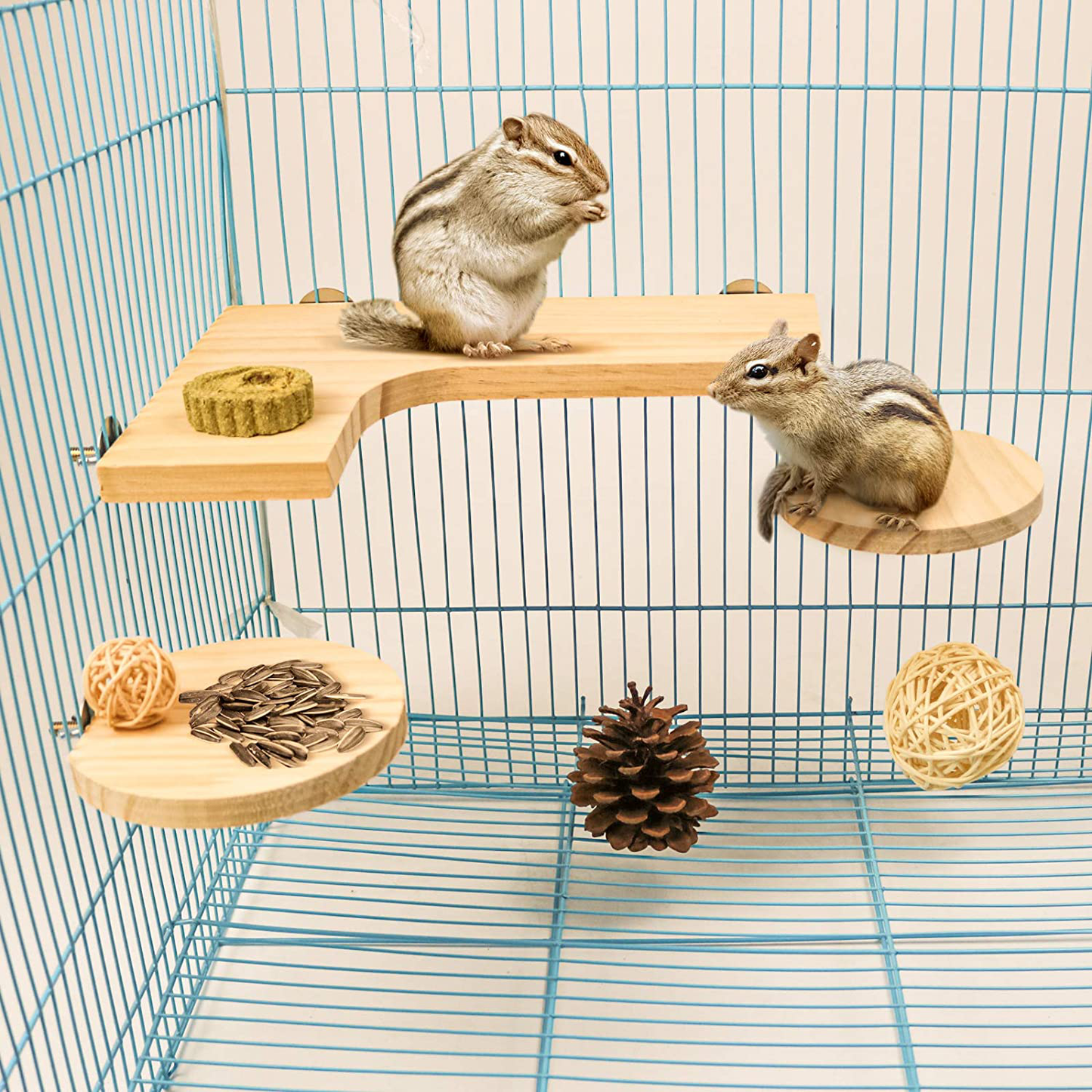 Squirrel Gerbil Chinchilla and Dwarf Hamster L-Shaped Pedal Wooden Platform, 3 Pieces of Natural Wooden Parrot Hamster round Standing Board, Rat Activity Chinchilla Bird Cage Accessories Animals & Pet Supplies > Pet Supplies > Small Animal Supplies > Small Animal Habitat Accessories Roundler