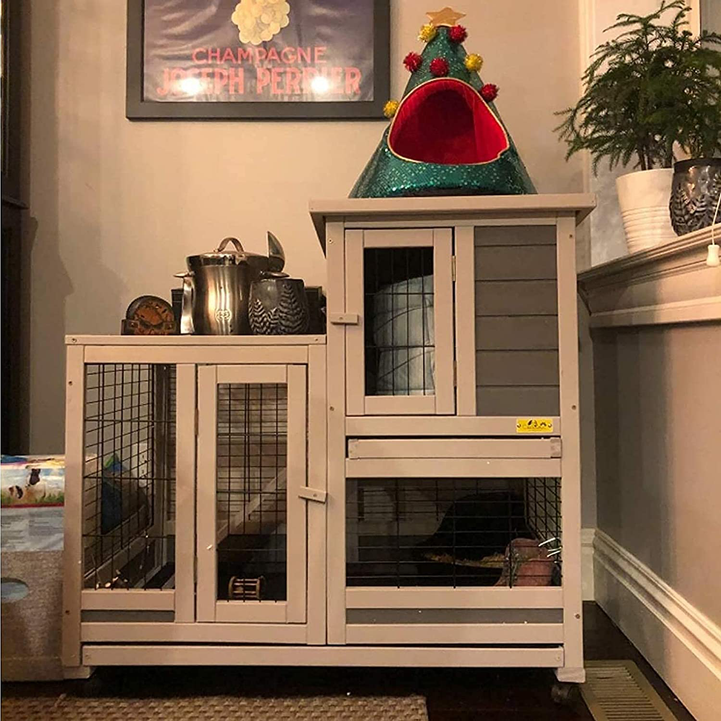 COZIWOW Indoor Outdoor Rabbit Hutch,Small Animal Houses & Habitats,Rolling Large Bunny Cage with Removable Tray, Two Story Guinea Pig Hamster Hutch Animals & Pet Supplies > Pet Supplies > Small Animal Supplies > Small Animal Habitat Accessories COZIWOW