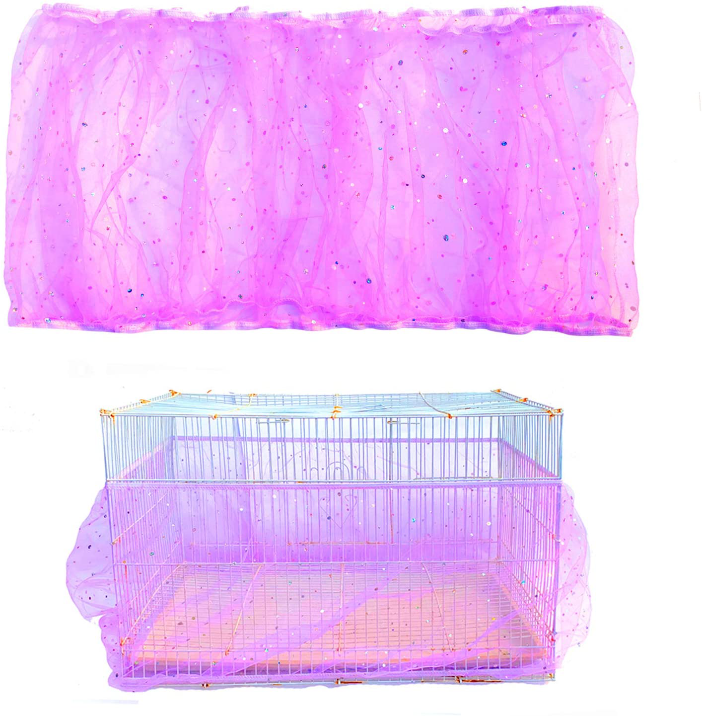 FYANER Bird Cages Cover Seed Catcher Birdcage Nylon Mesh Net Cover Skirt Guard Birdcage Covers(Not Include Birdcage)(Black-M) Animals & Pet Supplies > Pet Supplies > Bird Supplies > Bird Cage Accessories FYANER Purple Medium