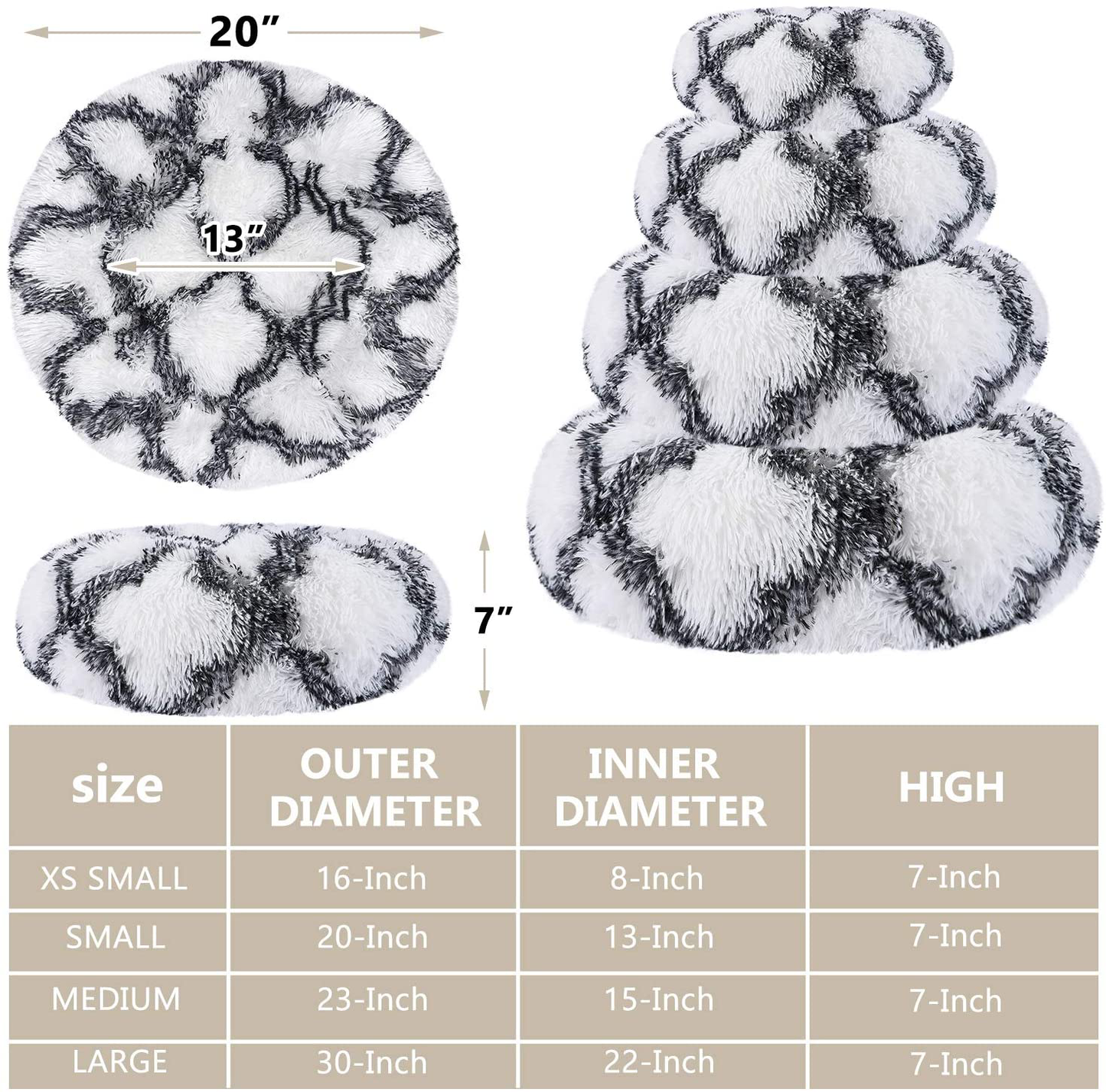 INVENHO Orthopedic Dog Bed Cat Bed for Small Medium Dogs Pet Bed Donut Cuddler round Soft Calming Bed, Self Warming and Washable Sleeping Bed (16''/20''/23''/30'') Animals & Pet Supplies > Pet Supplies > Dog Supplies > Dog Beds INVENHO