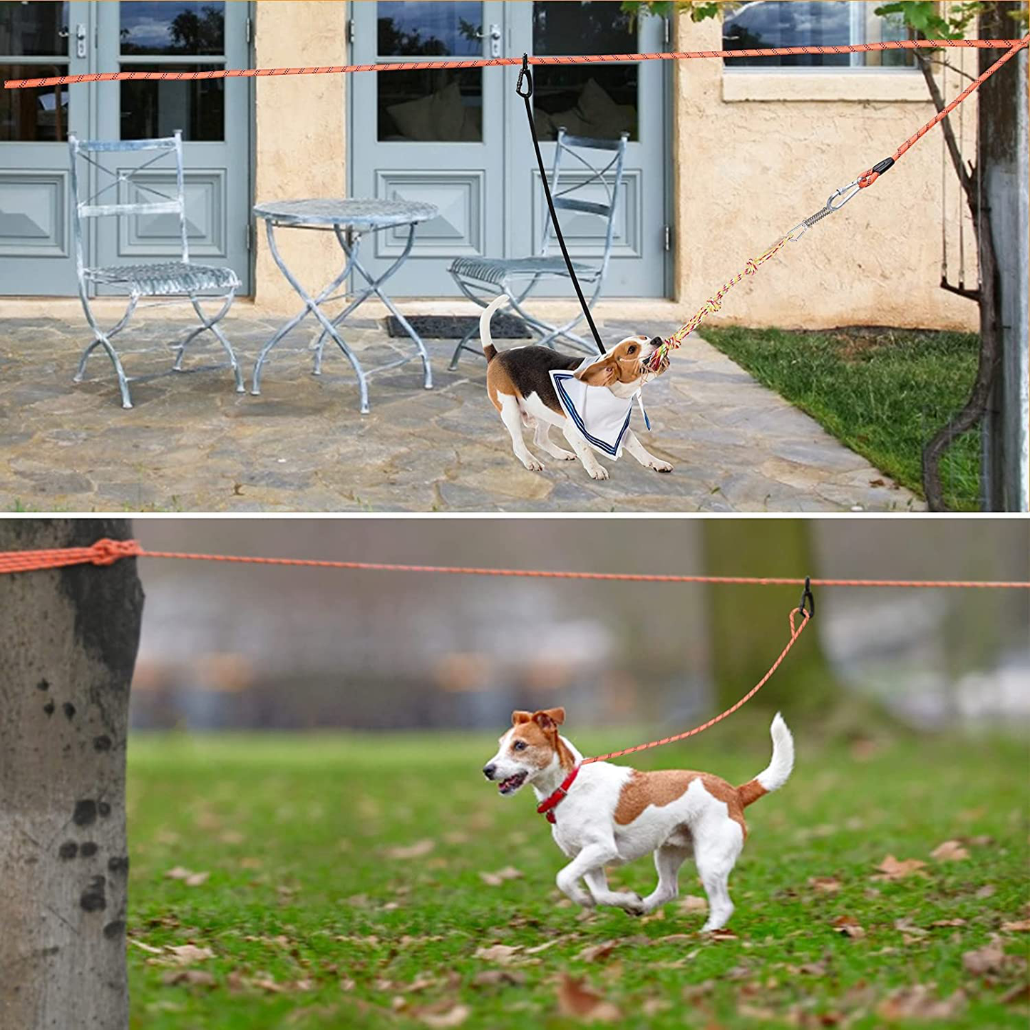 Dog Tie Out Cable for Yard, 50Ft Aerial Dog Runner Trolley System for 2 Dogs, Dog Run Zip Line with Dog Rope Toy for Large Dogs up to 200Lbs, Camping, Backyard, Outside Animals & Pet Supplies > Pet Supplies > Dog Supplies > Dog Kennels & Runs PICK FOR LIFE