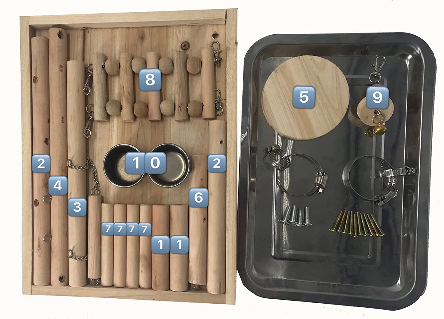 NAPURAL Parrots Playstand Bird Playground Wood Perch Gym Stand Playpen Ladder with Toys Exercise Playgym with Feeder Cups Toys Exercise Play Animals & Pet Supplies > Pet Supplies > Bird Supplies > Bird Gyms & Playstands NAPURAL