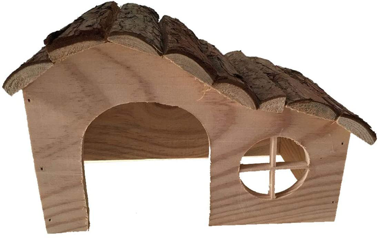 Emours Natural Wooden Hamster House Small Animal Nesting Hideout Habitat Decor Cage Wood Toys Animals & Pet Supplies > Pet Supplies > Small Animal Supplies > Small Animal Habitat Accessories emours C