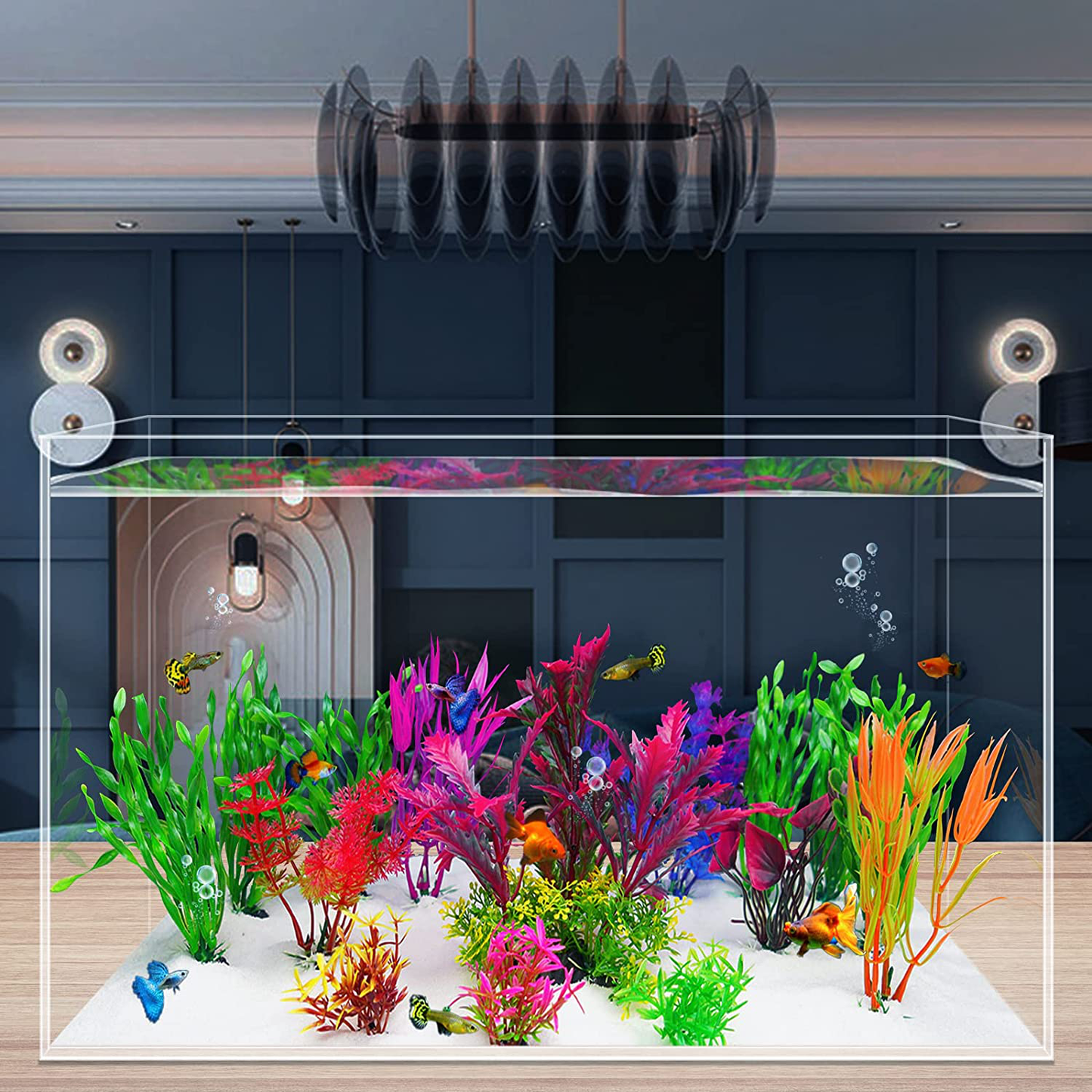 Artificial Aquariums Plants Plastic Fish Tank Plants for Aquarium Decorations, 15Pcs Animals & Pet Supplies > Pet Supplies > Fish Supplies > Aquarium Decor Calofun
