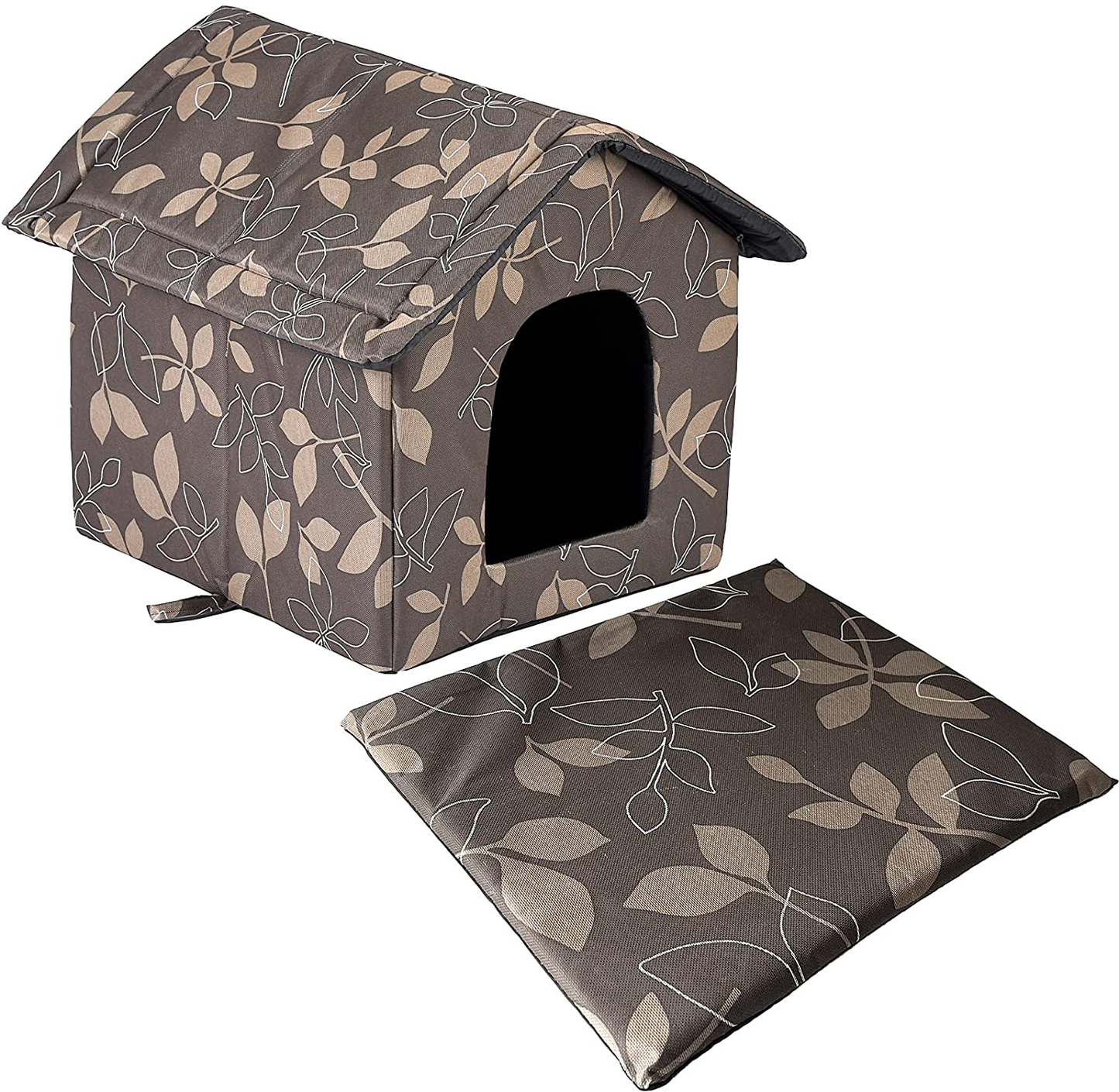 KUDES Cat House with Removable Cushion, Four Season Pet Nest Kitty Shelter with Waterproof Canvas Roof, Washable and Foldable Feral Cat Kennel Cave House Small Dog Tent Cabin for Indoor Outdoor Animals & Pet Supplies > Pet Supplies > Dog Supplies > Dog Houses KUDES