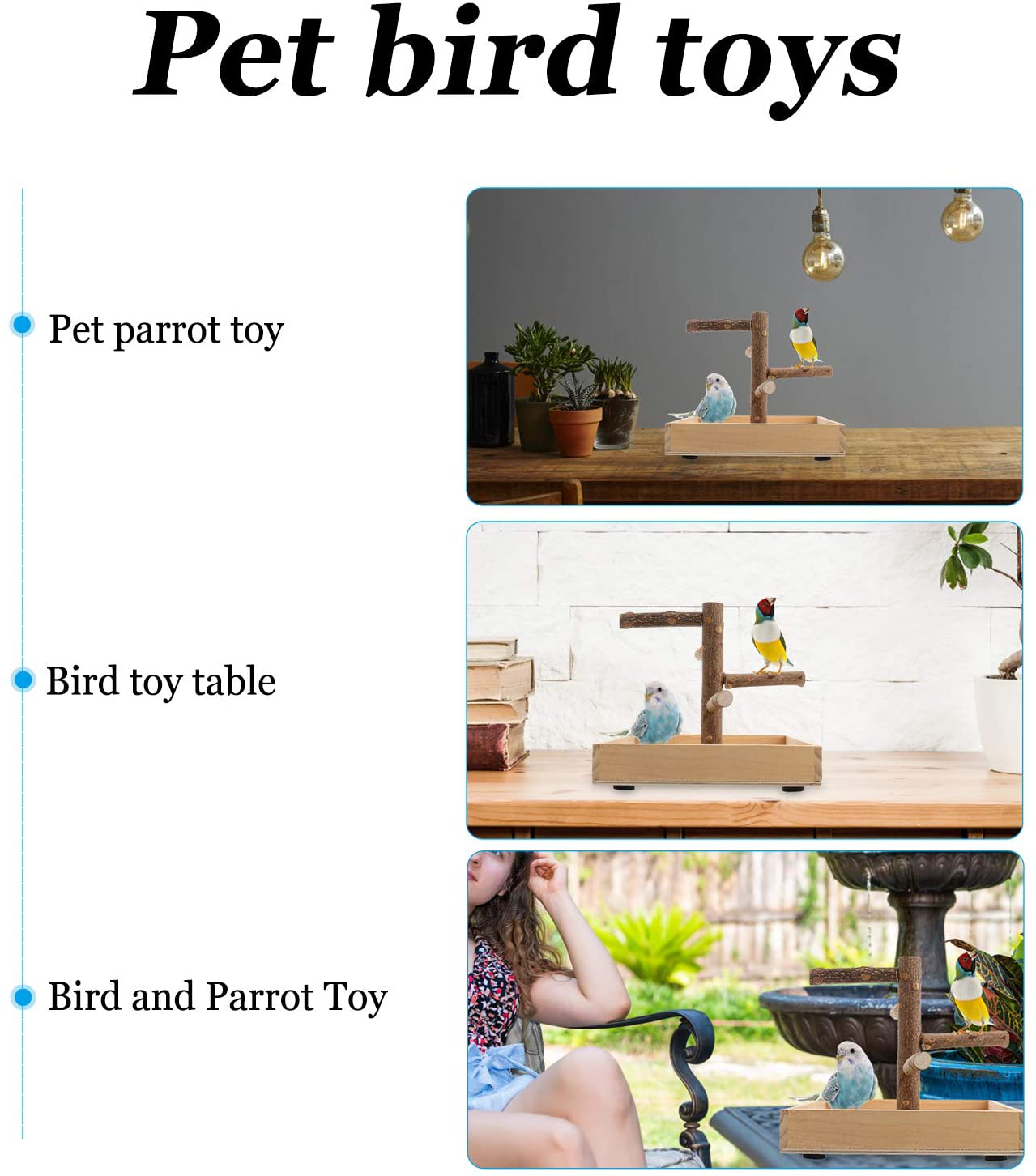 POPETPOP Bird Perch Stand Portable Tabletop Training Playground Play Gym Bird Cage Toy-Pet Supplies Animals & Pet Supplies > Pet Supplies > Bird Supplies > Bird Gyms & Playstands POPETPOP