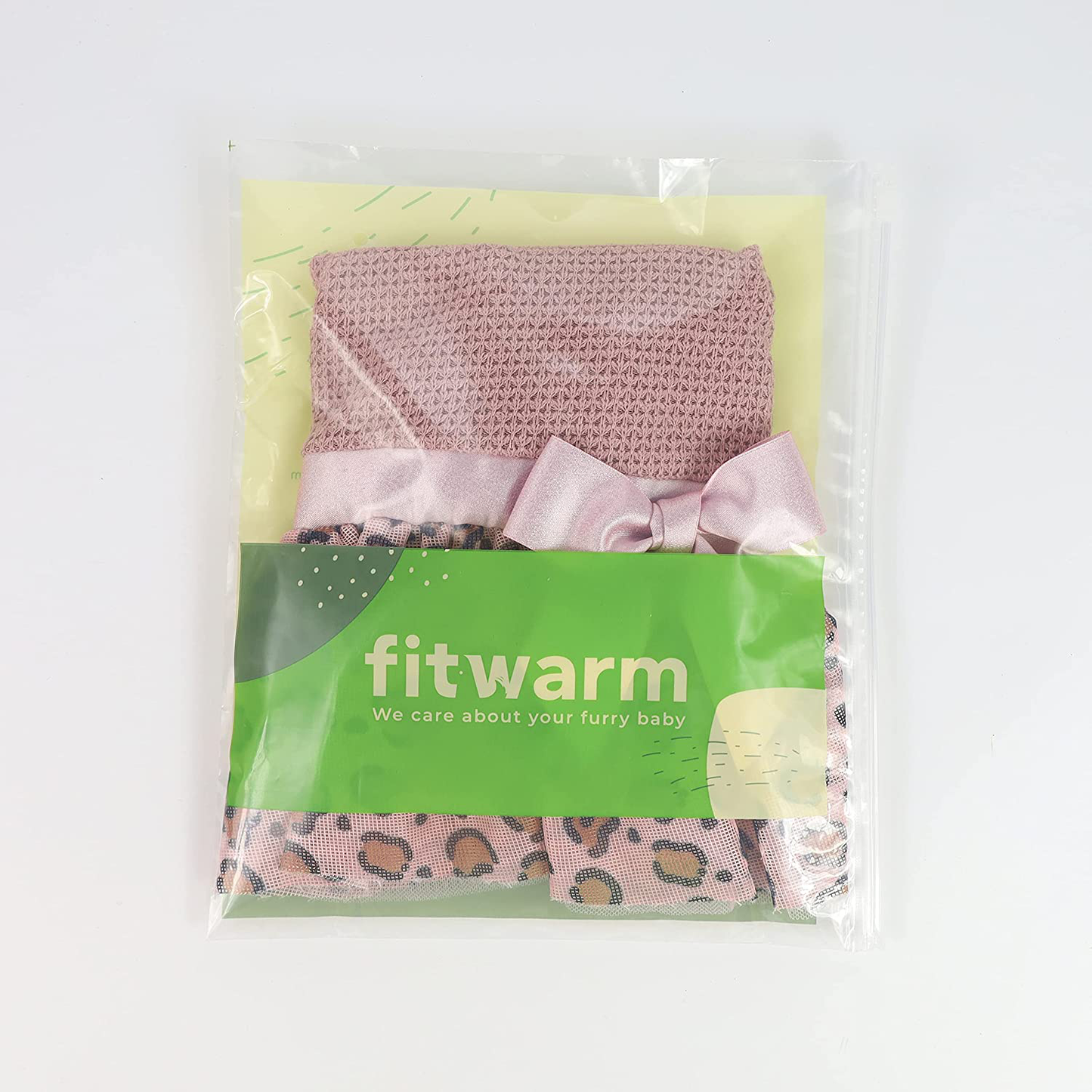 Fitwarm Leopard Dog Dress Lightweight Knitted Pet Clothes with Bowknot Doggie Turtleneck Tutu Puppy Girl One-Piece Doggy Outfits Cat Apparel Animals & Pet Supplies > Pet Supplies > Dog Supplies > Dog Apparel Fitwarm