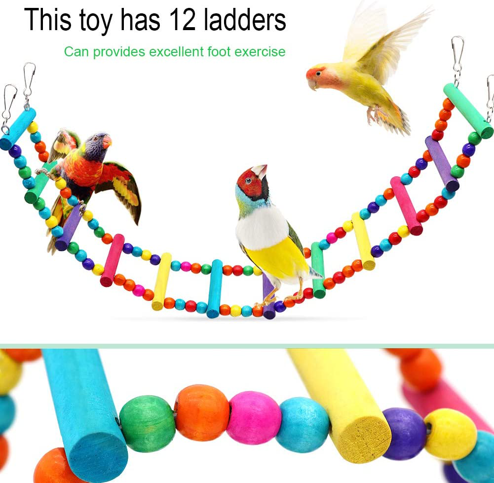 Large Bird Swing Toys, 3 PCS Big Parrots Chewing Natural Wood with Bells Toys for Childhood Macaws Cokatoos, Alexandrine Parakeet, African Grey Parrot and a Variety of Medium Amazon Finch Animals & Pet Supplies > Pet Supplies > Bird Supplies > Bird Toys PETUOL