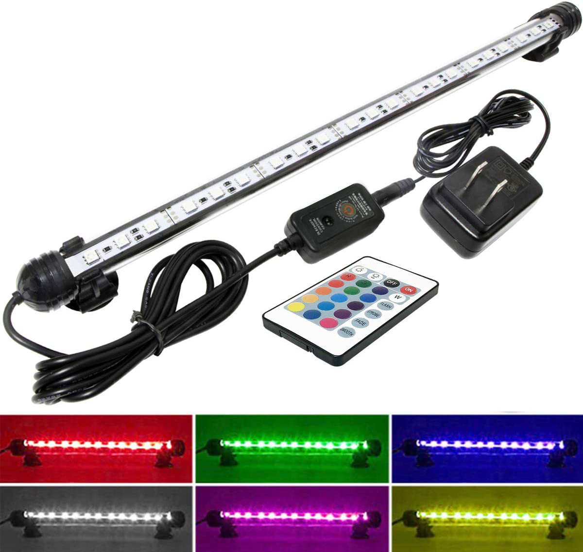 Mingdak LED Aquarium Light, Wireless Remote Control Fish Tank Light,Rgb Colored Changing,Brightness Adjustable,Underwater Submersible LED Light Animals & Pet Supplies > Pet Supplies > Fish Supplies > Aquarium Lighting MingDak 15'' (21 LED Colored Changing)