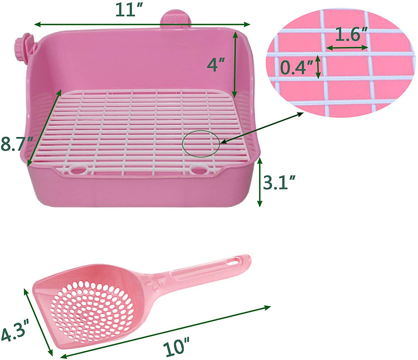 Small Animal Rabbit Litter Toilet, Plastic Square Cage Box, Corner Pan with Grate, Potty Training for Bunny, Guinea Pigs, Chinchilla, Ferret, Galesaur, Hamster Animals & Pet Supplies > Pet Supplies > Small Animal Supplies > Small Animal Bedding Hamiledyi