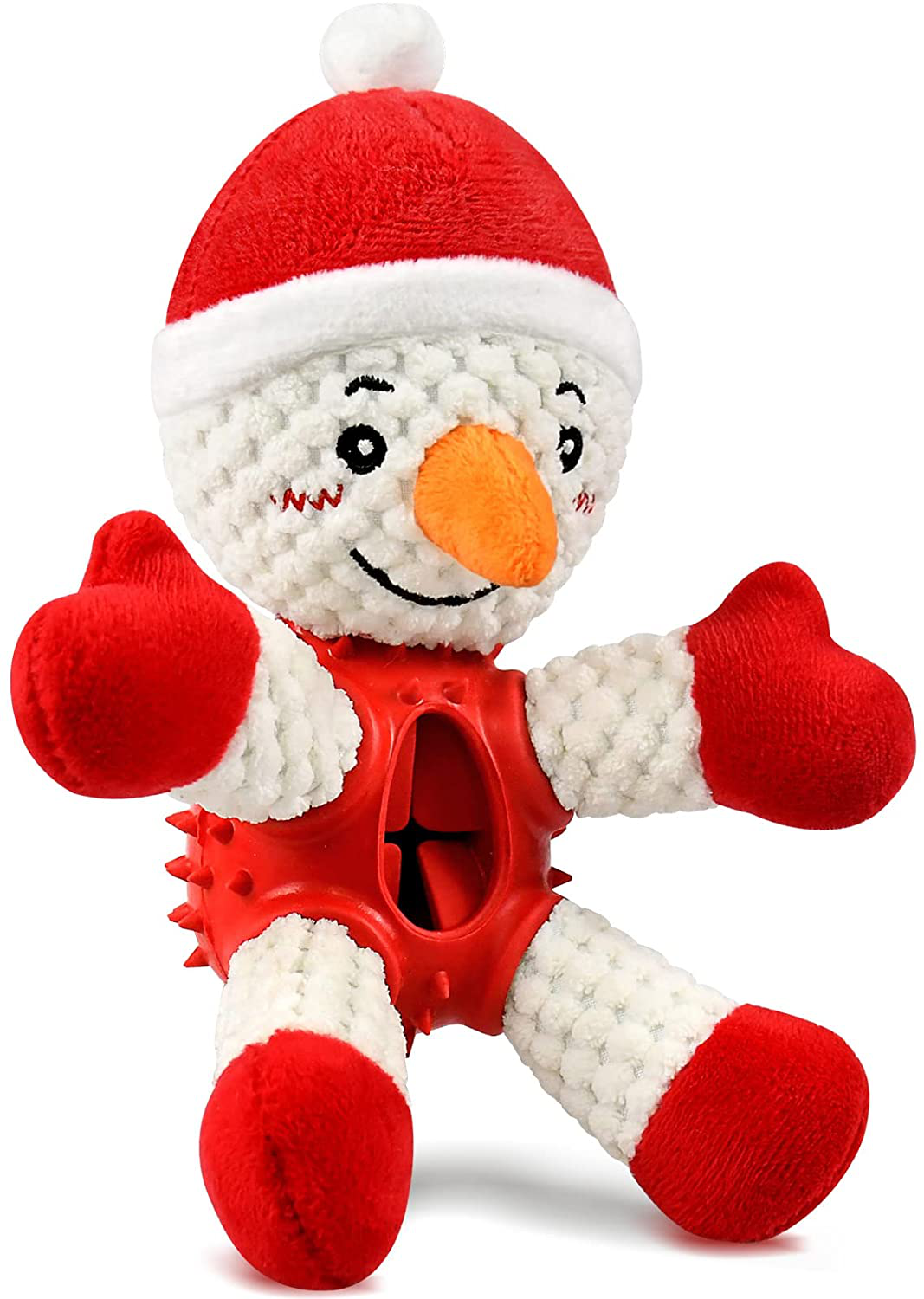 Malier Christmas Squeaky Dog Toys, Durable Rubber Dog Chew Bite Toy Stuffed Dog Toys, Funny Interactive Dog Toys for Puppy Small Medium Pets Dogs Animals & Pet Supplies > Pet Supplies > Dog Supplies > Dog Toys Malier Snowman