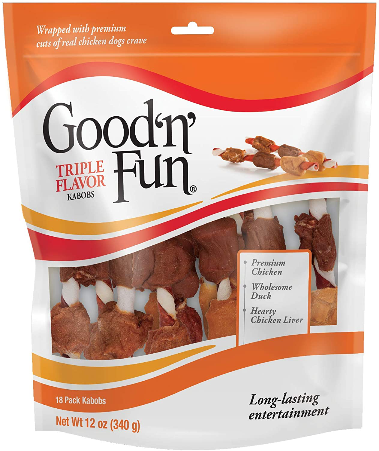 Good'N'Fun Triple Flavored Rawhide Kabobs for Dogs Animals & Pet Supplies > Pet Supplies > Dog Supplies > Dog Treats Good'n'Fun 12 Ounce (Pack of 1)
