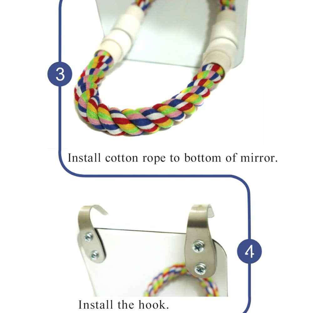 Luonfels Bird Mirror with Rope Perches Birds Mirrors with a Stand for Cage Animals & Pet Supplies > Pet Supplies > Bird Supplies > Bird Cages & Stands Luonfels