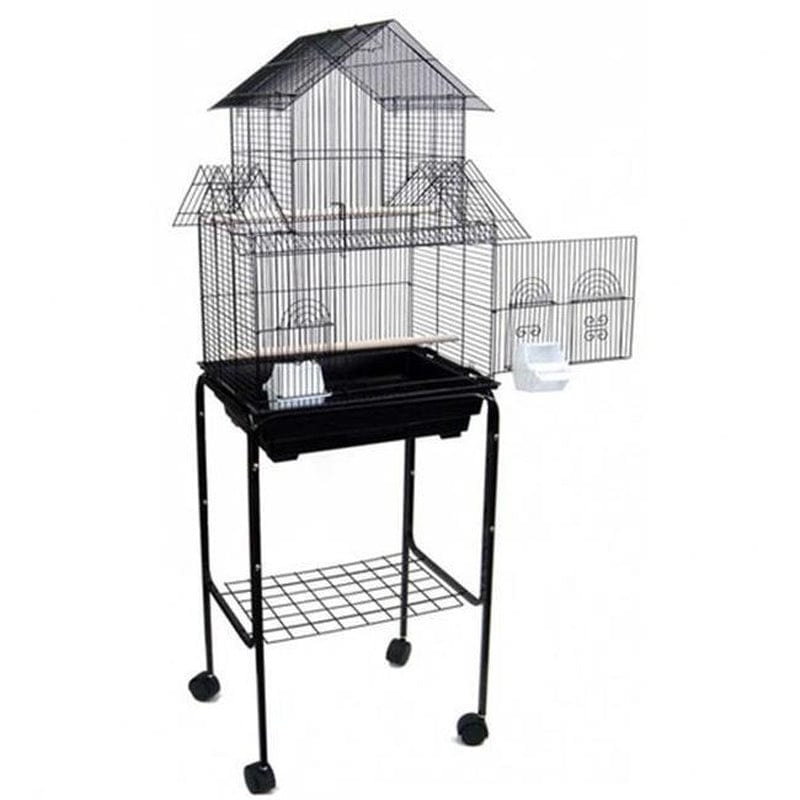 5844-4814BLK Pagoda Small Bird Cage with Stand in Black Animals & Pet Supplies > Pet Supplies > Bird Supplies > Bird Cages & Stands Peticare