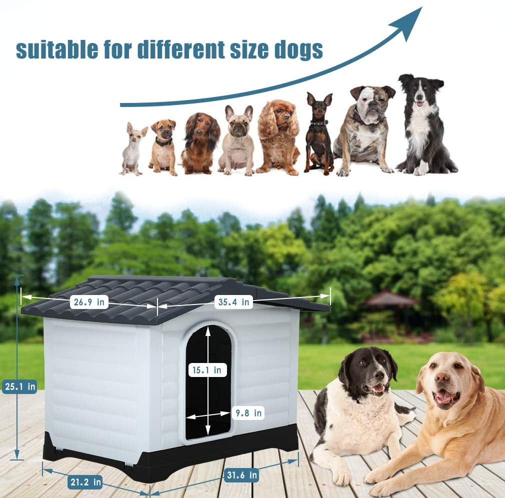 Outdoor Dog House for Small Dogs Waterproof Pet Shelter Durable Antiair-Free Pet House with Base Support for All-Weather Use, 26 Inch Animals & Pet Supplies > Pet Supplies > Dog Supplies > Dog Houses Dkeli