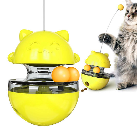 Cat Tumbler Toy Ball Kitten Roly-Poly Treat Toys, Kitty Slow Food Dispensing Puzzle Toy Animals & Pet Supplies > Pet Supplies > Cat Supplies > Cat Toys TOMSHOO Yellow  
