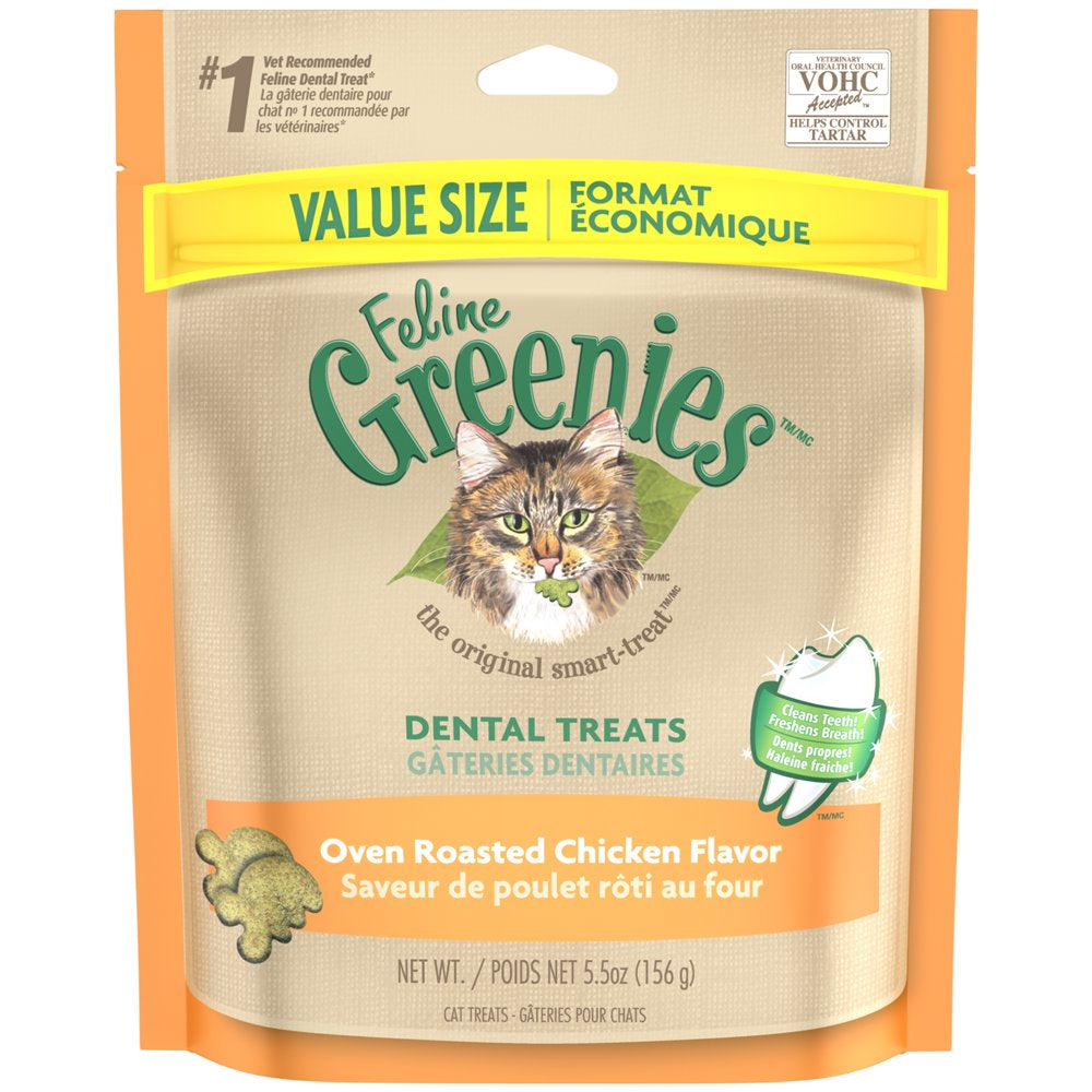Feline Greenies Dental Natural Cat Treats, Oven Roasted Chicken Flavor, 2.5 Oz. Pouch Animals & Pet Supplies > Pet Supplies > Cat Supplies > Cat Treats Mars Petcare 5.5 oz