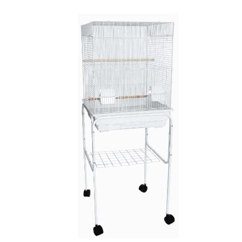 5924-4814WHT 0.37 In. Bar Spacing Flat Top Bird Cage with Stand, White - 18 X 18 In. - Small Animals & Pet Supplies > Pet Supplies > Bird Supplies > Bird Cages & Stands Peticare