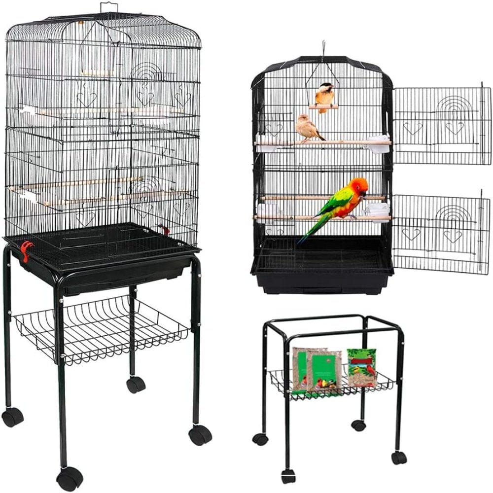 593 Bird Cage Detachable Rolling Stand Medium Pet Birdcage for Cockatiel Sun Conure Parakeet Finch Budgie Lovebird Canary Pet Bird Cage Animals & Pet Supplies > Pet Supplies > Bird Supplies > Bird Cages & Stands JayDAYon