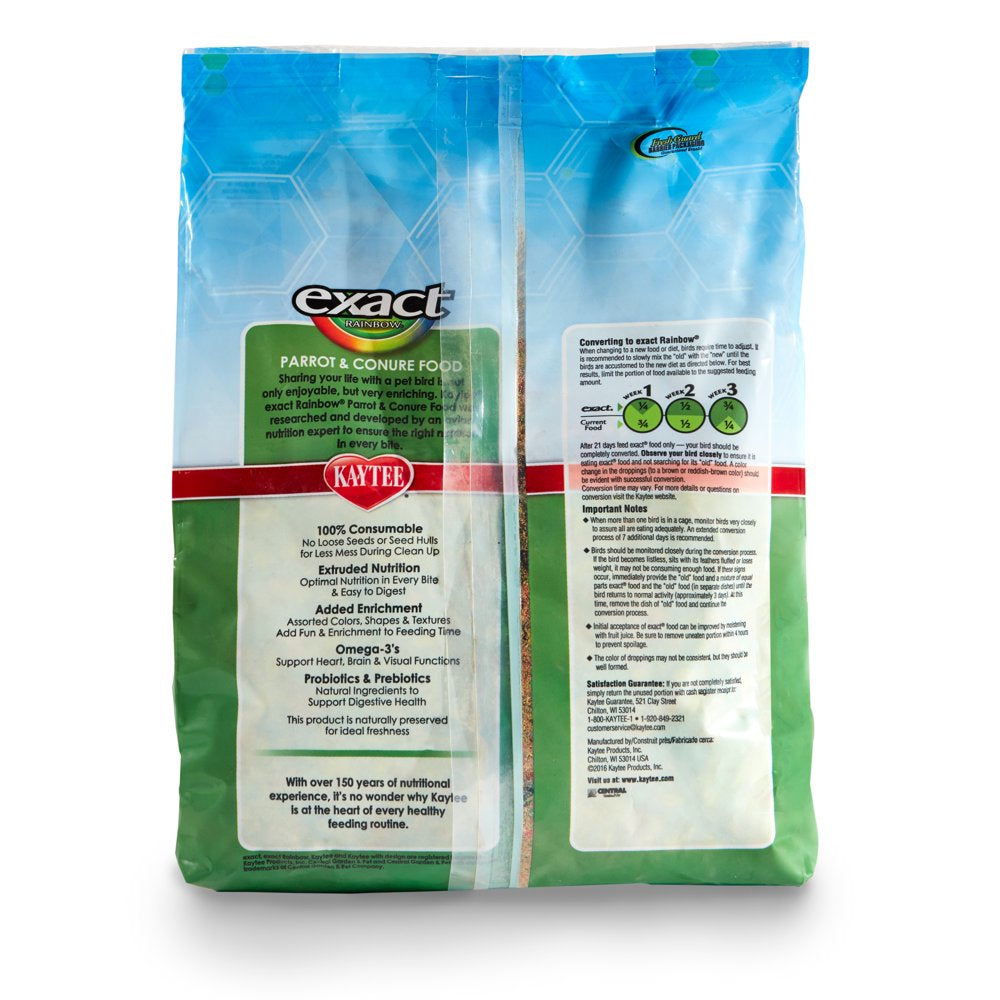 Kaytee Exact Rainbow Parrot & Conure Pet Bird Food, 4 Lb Animals & Pet Supplies > Pet Supplies > Bird Supplies > Bird Food Central Garden and Pet