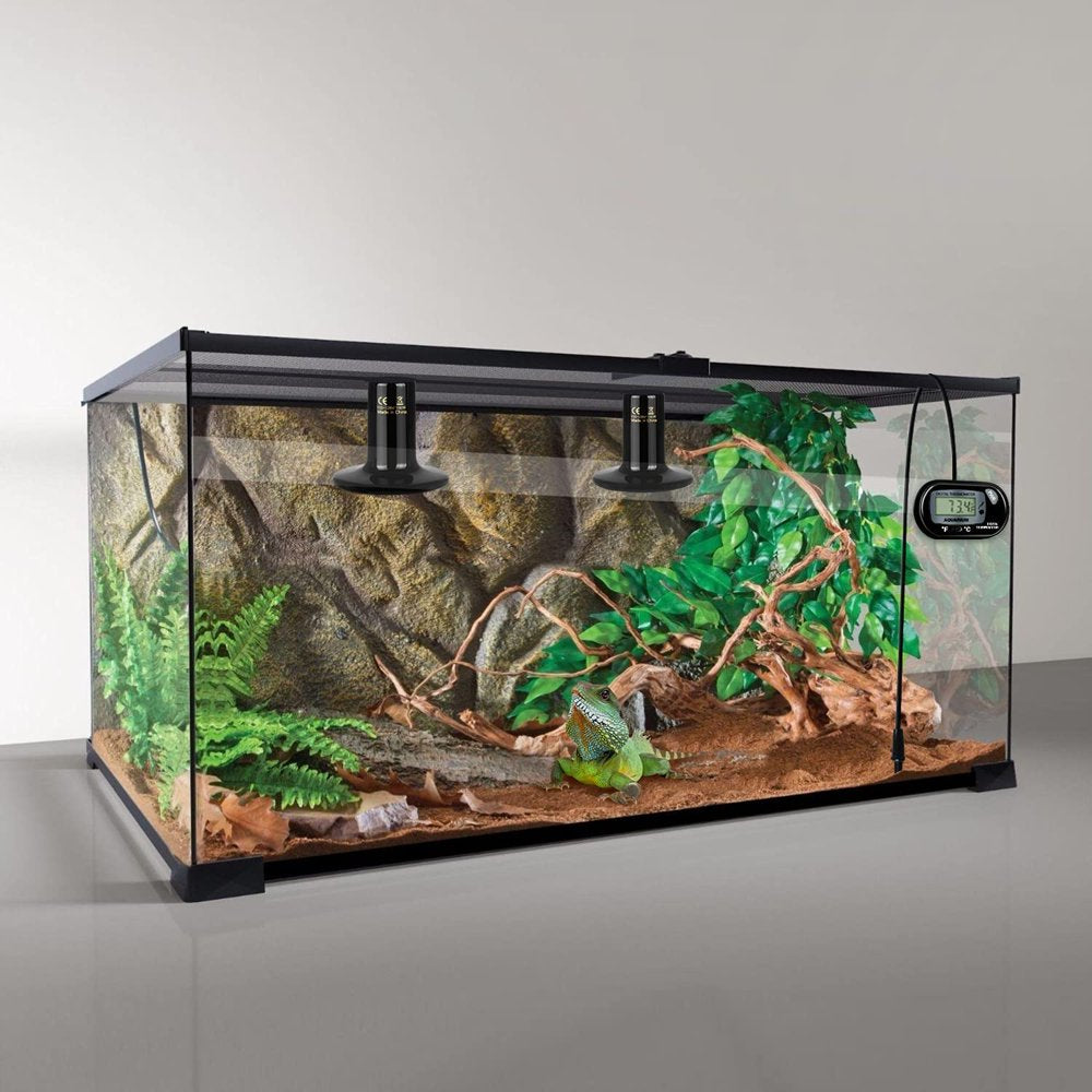 Simple Deluxe 100W Ceramic Heat Emitter Reptile Heat Lamp Bulb No Light Emitting Brooder Coop Heater for Amphibian Pet & Incubating Chicken, 1 Pack/ 2 Pack with Thermometer, Black & White Simple Deluxe