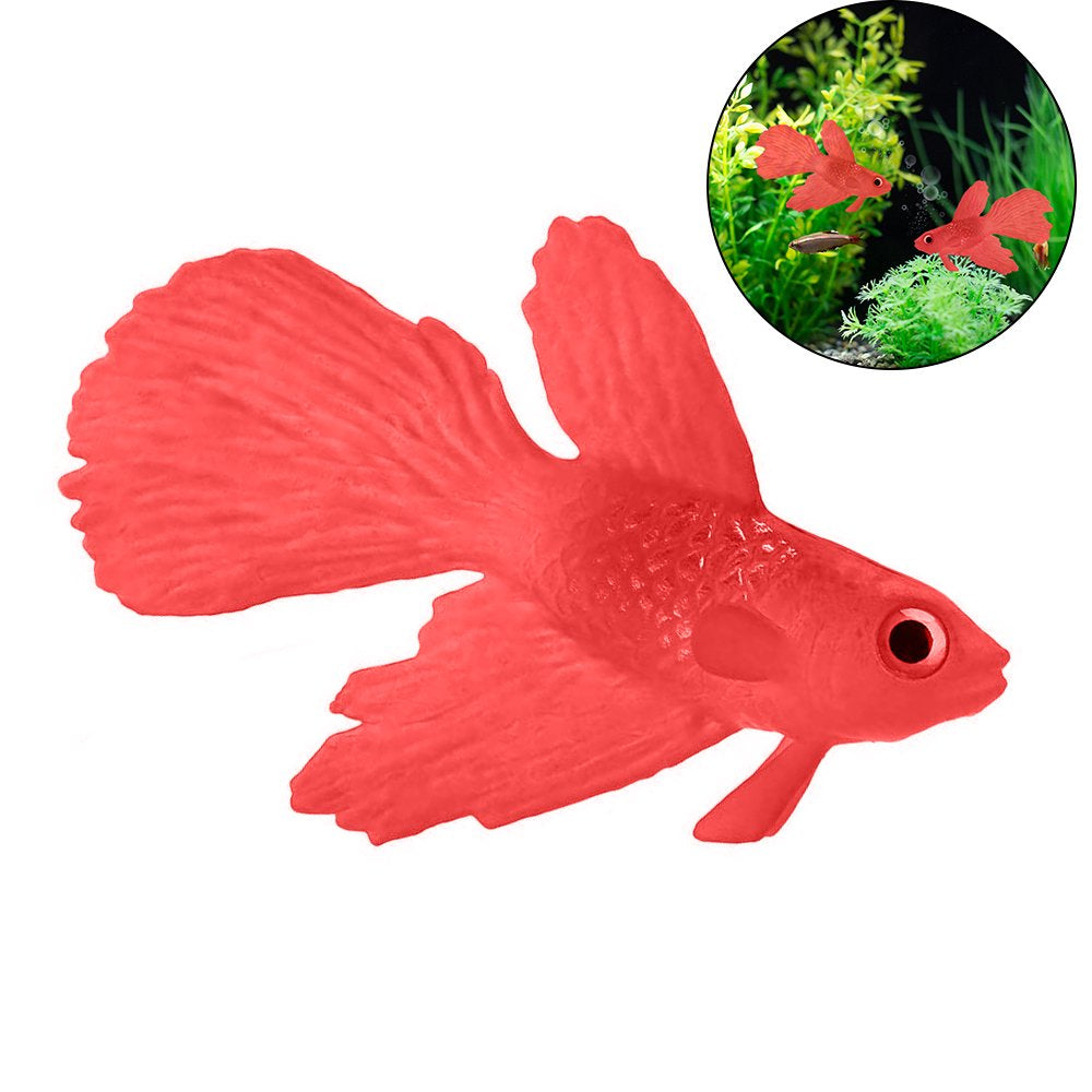 Silicone Artificial Fish Aquarium Decortion High Simulation Lifelike Floating Fake Betta Fish Tank Ornament Animals & Pet Supplies > Pet Supplies > Fish Supplies > Aquarium Decor Namotu Fighting fish Red