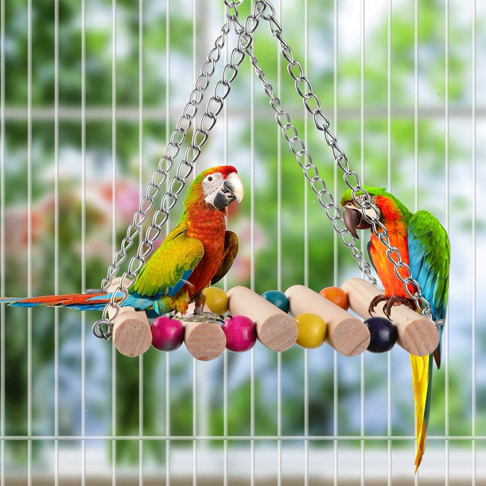Bird Parrot Toys Swing Hanging Bird Cage Accessories Toy Perch Ladder Chewing Toys Hammock for Parakeets,Cockatiels Animals & Pet Supplies > Pet Supplies > Bird Supplies > Bird Ladders & Perches KOL PET