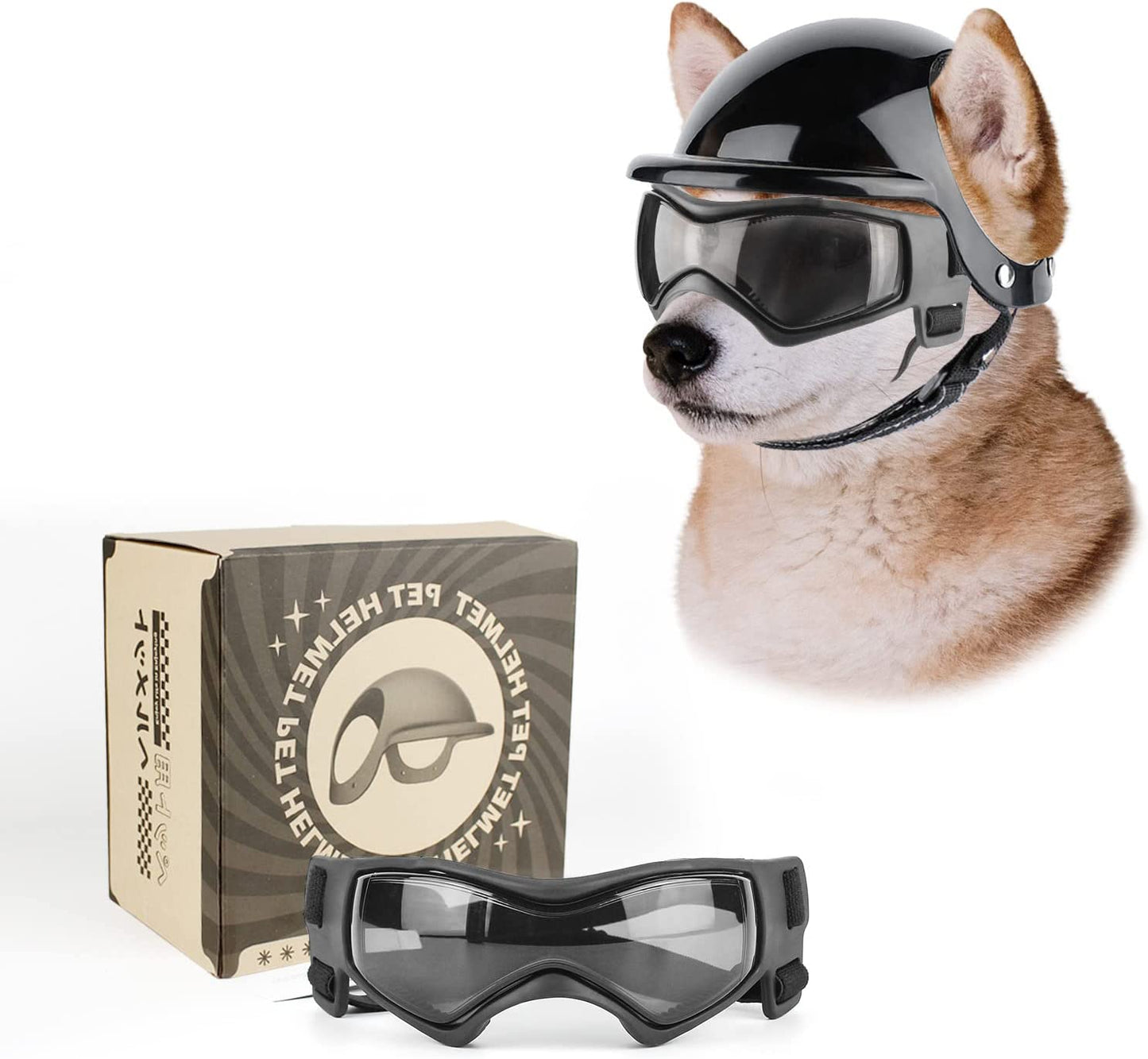 Enjoying Dog Goggles Small to Medium UV Protection Dogs Sunglasses Windproof Antifog Pet Glasses for Doggy Eye Wear, Soft Frame, Orange Animals & Pet Supplies > Pet Supplies > Dog Supplies > Dog Apparel Enjoying (Black)Dog Goggles&Helmet