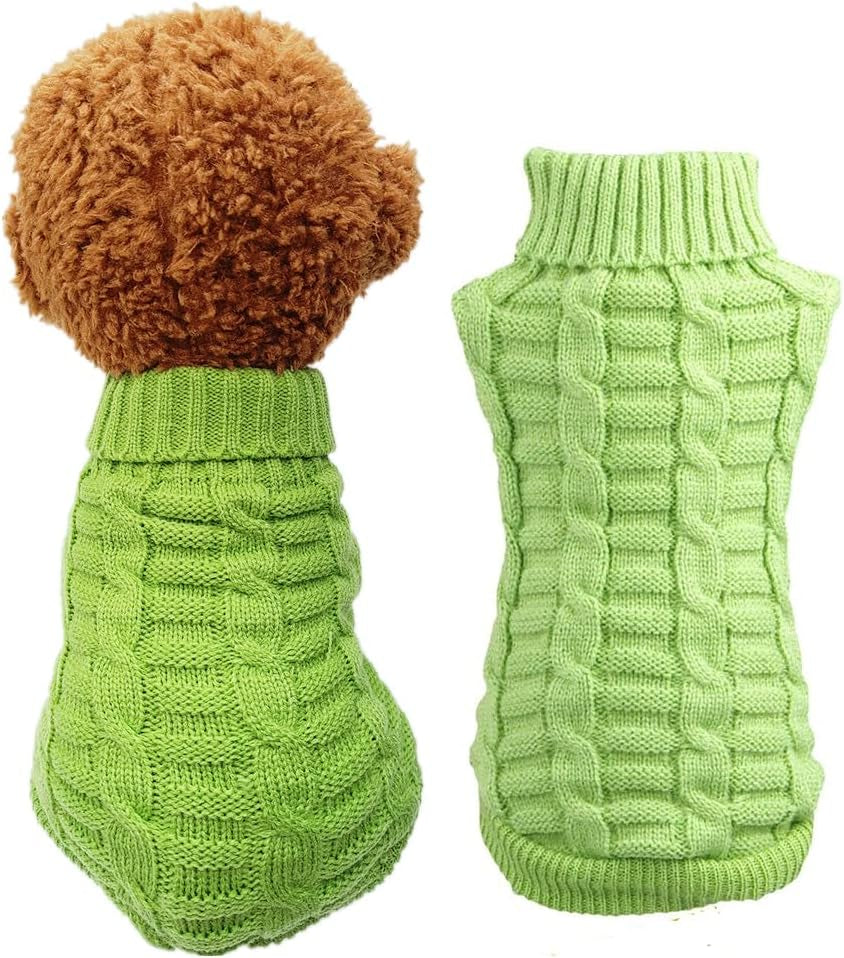 Knitted Braid Plait Turtleneck Sweater Knitwear Outwear for Dogs & Cats (Pink, L) Animals & Pet Supplies > Pet Supplies > Dog Supplies > Dog Apparel Wiz BBQT Green XS