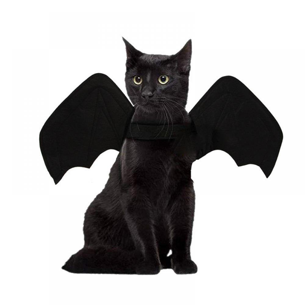 Black Halloween Cat Bat Wings Pet Costume,Black Bat Wings Pet Apparel Harness,Halloween Eve Party Pets Cosplay Animals & Pet Supplies > Pet Supplies > Cat Supplies > Cat Apparel Popvcly 41*16*0.6cm Without Bell