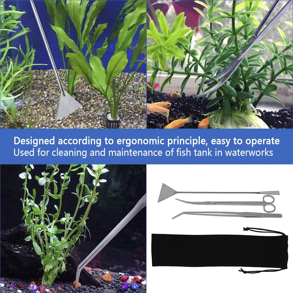 Miuline Aquarium Aquascape Tools Kit, Anti-Rust Aquatic Plant Aquascaping Tool Stainless Steel Tweezers Scissors Spatula for Aquarium Tank Clean Fish Tank Animals & Pet Supplies > Pet Supplies > Fish Supplies > Aquarium Cleaning Supplies Miuline