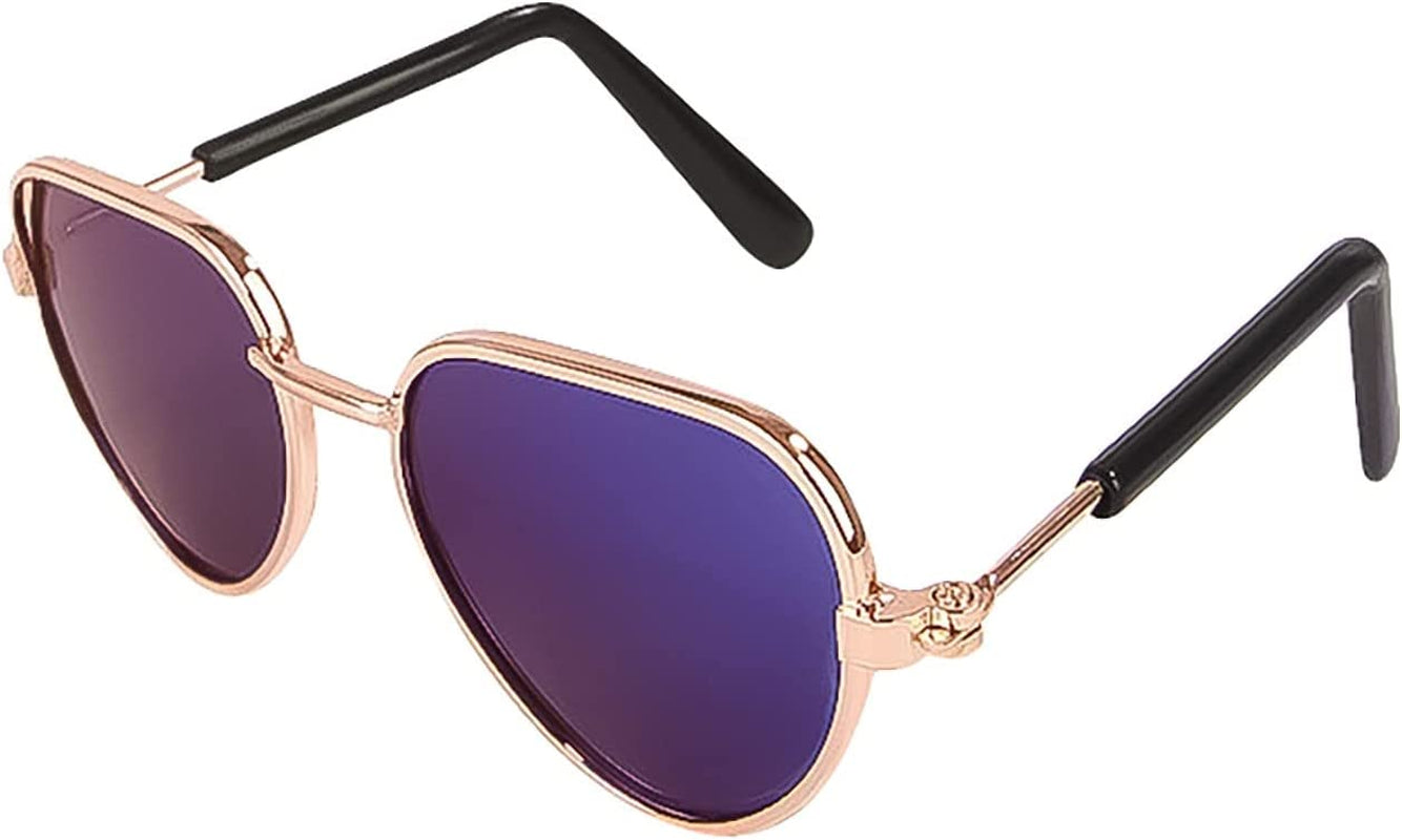 Pockety Pet Dog Cat Sunglasses,Small Pet Sunglasses Retro Dog Sunglasses round Metal Puppy Sunglasses Cosplay Glasses Photo Props Eyewear for Cats and Small to Medium Sized Dogs (Orange, One Size) Animals & Pet Supplies > Pet Supplies > Dog Supplies > Dog Apparel Pockety Blue One Size