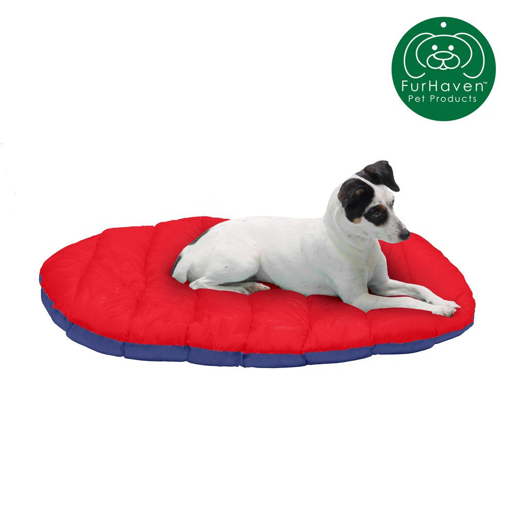 Furhaven Pet Dog Bed, Trail Pup Packable Stuff Sack Travel Pillow Bed with Bag for Dogs & Cats, Aqua & Granite Gray, Large Animals & Pet Supplies > Pet Supplies > Cat Supplies > Cat Beds FurHaven Pet S Flame Red & True Blue